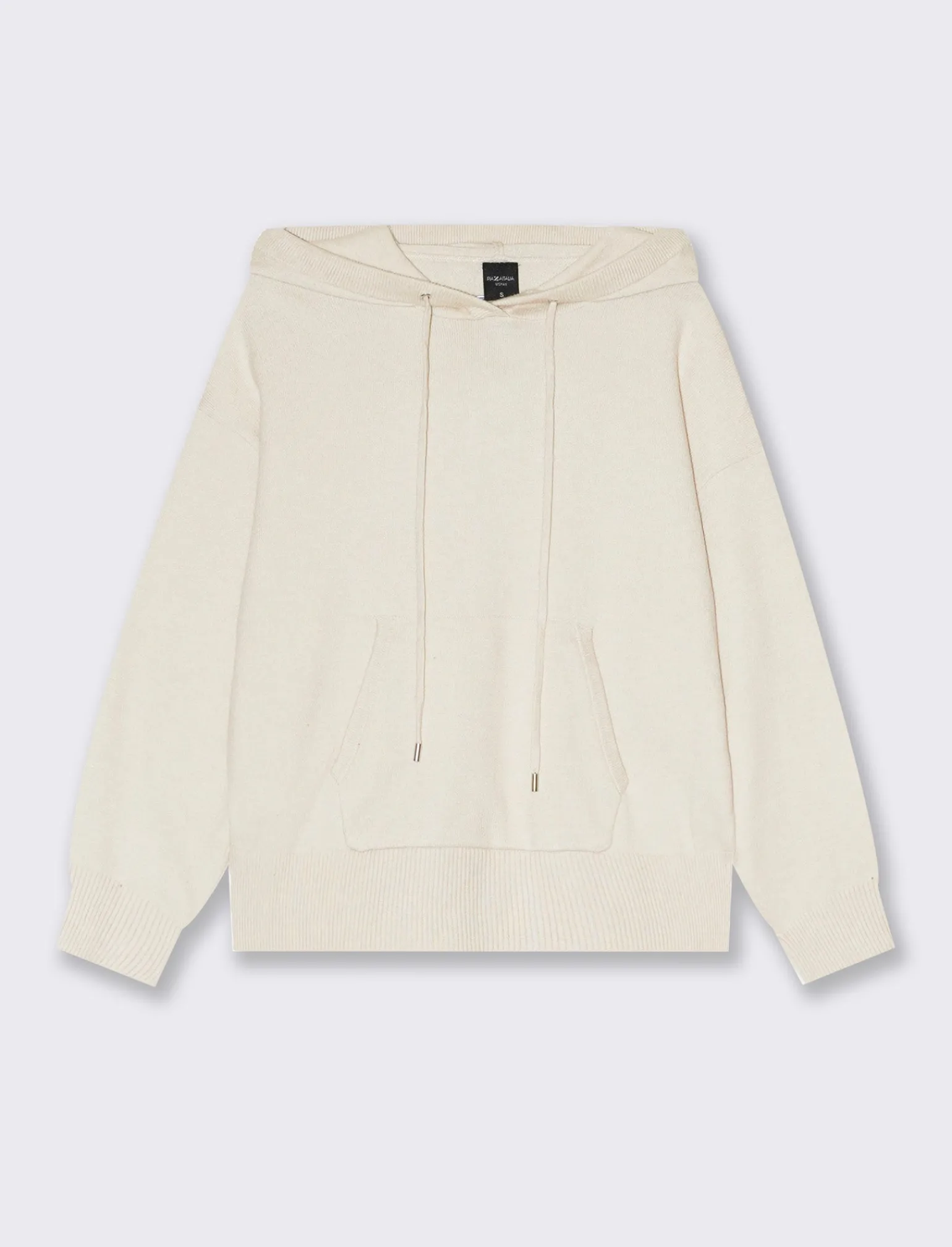 Donna Piazza Italia Donna | Maglieria<Maglia modello felpa con cappuccio e culisse e tasche a marsupio - Avorio