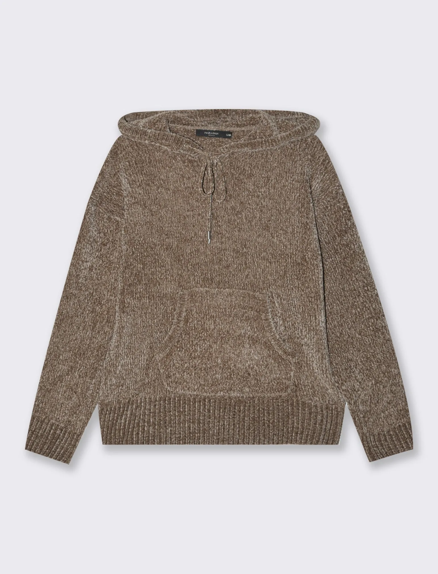 Donna Piazza Italia Donna | Maglieria<Maglia modello felpa in ciniglia con cappuccio e tasche a marsupio - tortora