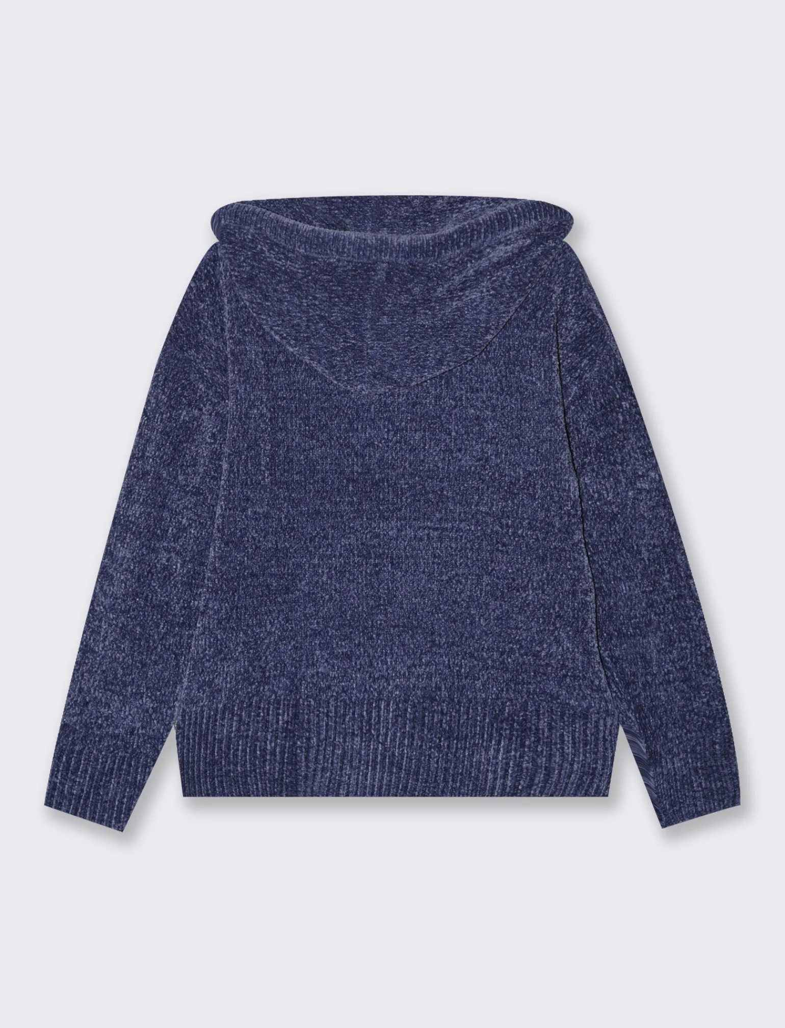 Donna Piazza Italia Donna | Maglieria<Maglia modello felpa in ciniglia con cappuccio e tasche a marsupio - Mirtillo