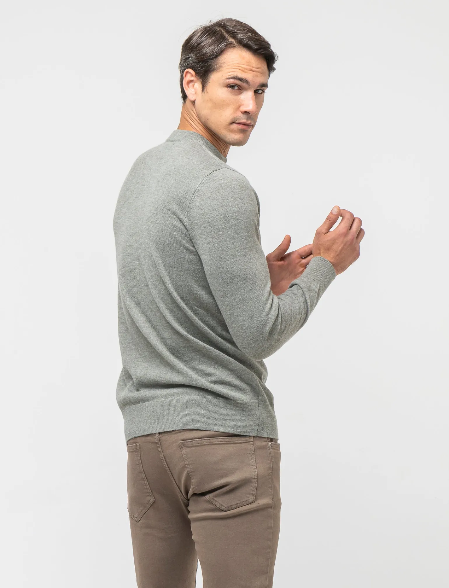 Uomo Piazza Italia Maglieria<Maglia regular fit girocollo in filato premium effetto lana - salvia