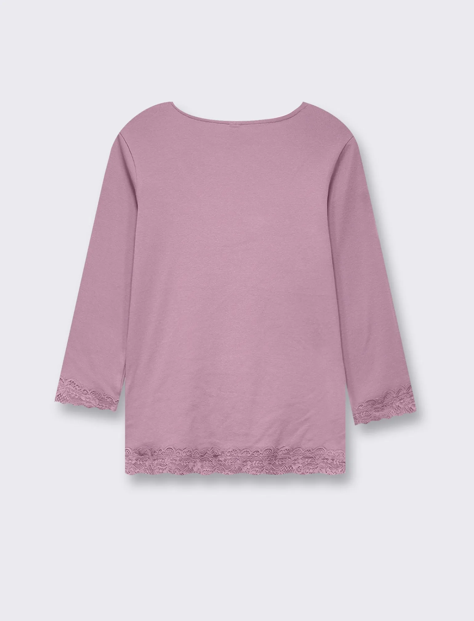 Donna Piazza Italia Donna | Maglieria<Maglietta manica lunga a costina con pizzo e motivo floreale - malva