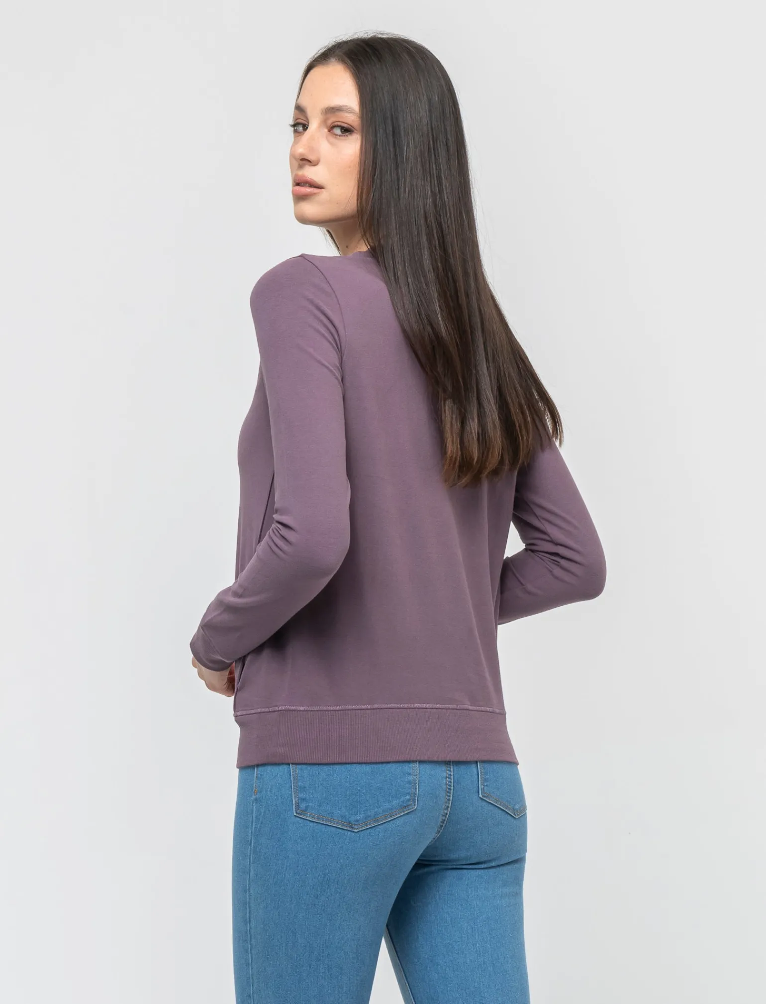 Donna Piazza Italia Donna | Maglieria<Maglietta manica lunga in tessuto morbido elasticizzato - malva
