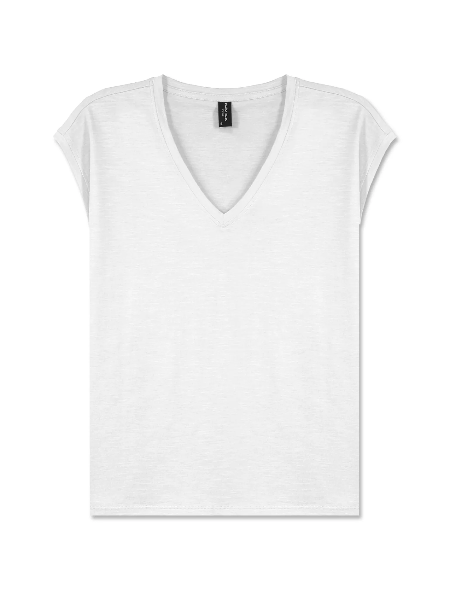 Donna Piazza Italia Donna | T-Shirt E Top<Maglietta mezza manica in tessuto slub di cotone scollo a V - latte
