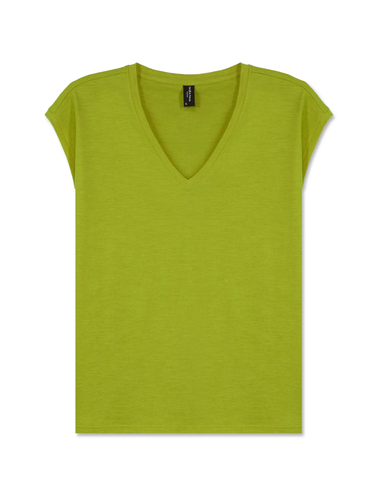 Donna Piazza Italia Donna | T-Shirt E Top<Maglietta mezza manica in tessuto slub di cotone scollo a V - pistacchio