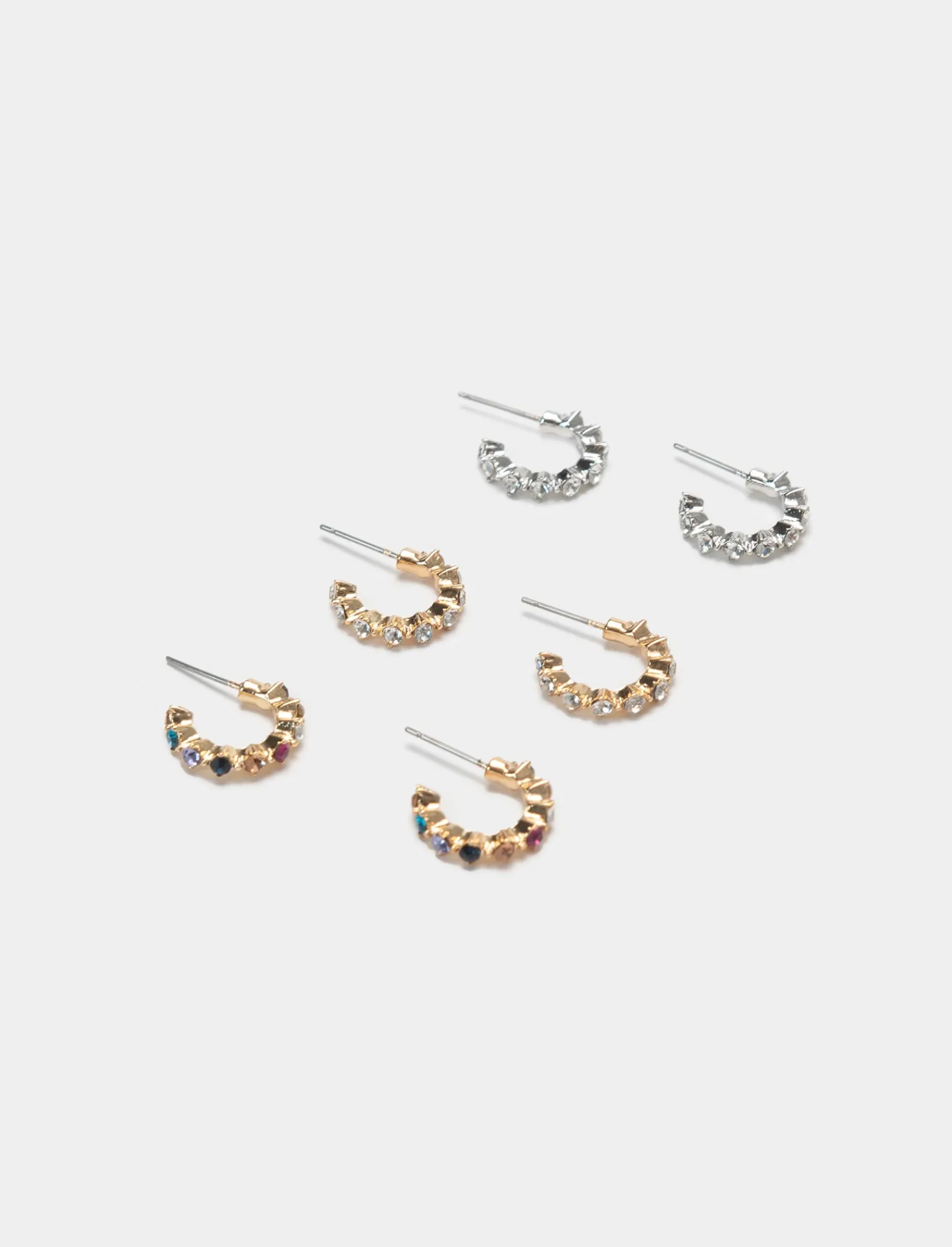 Donna Piazza Italia Donna | Bigiotteria<Orecchini da donna set 3 paia di cerchietti strass -