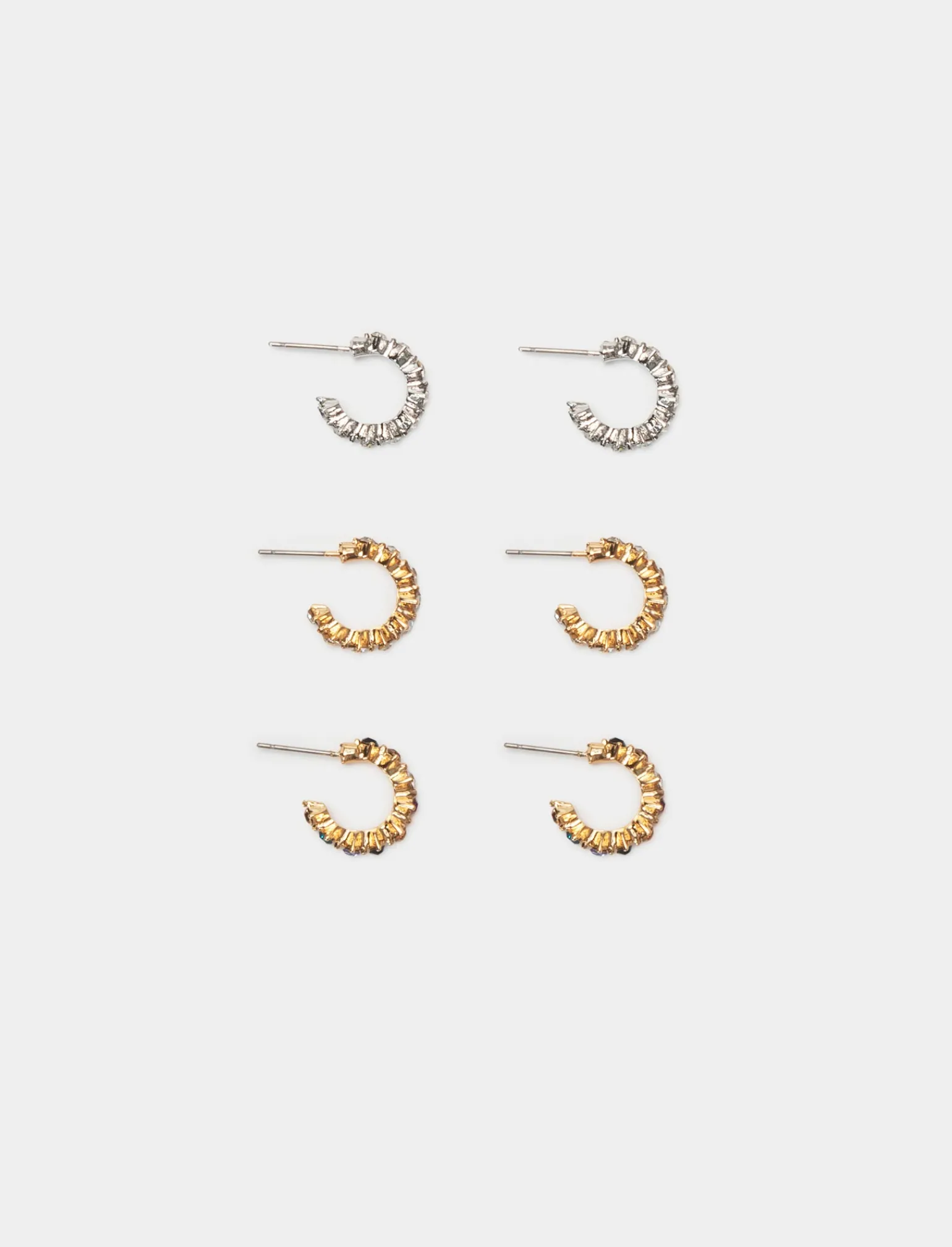 Donna Piazza Italia Donna | Bigiotteria<Orecchini da donna set 3 paia di cerchietti strass -