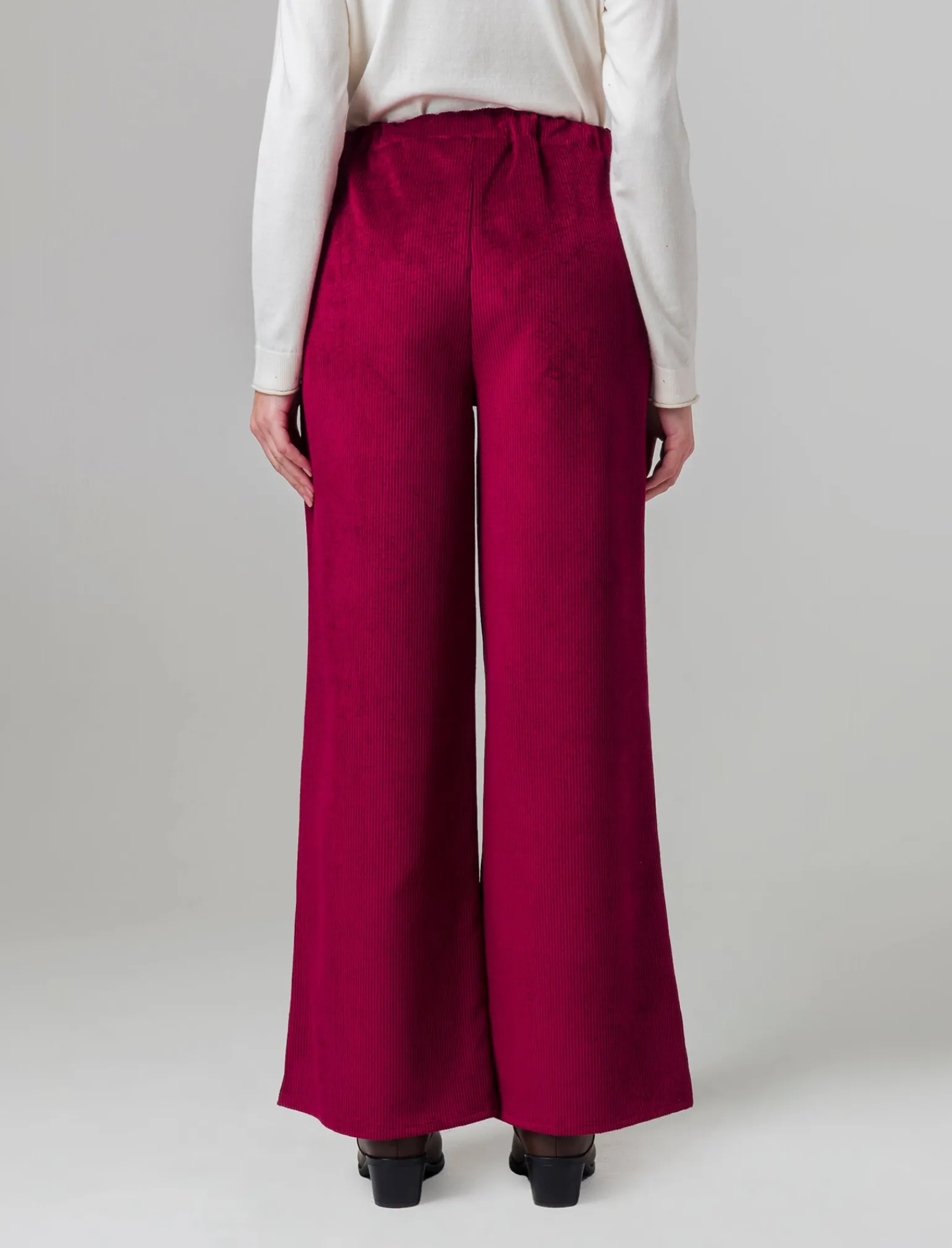Donna Piazza Italia Donna | Pantaloni<Pantalone a coste in tessuto effetto velluto - Vinaccia