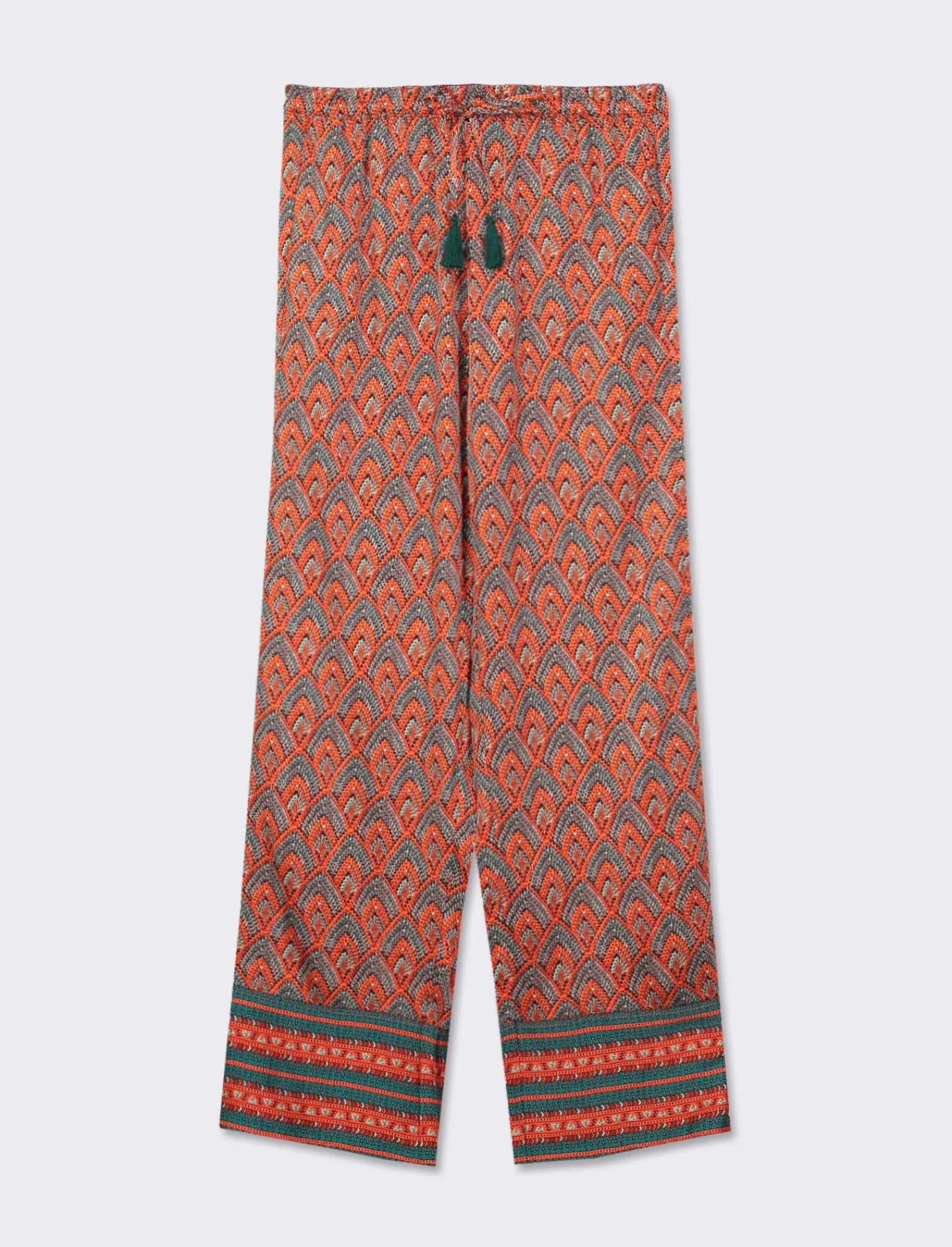 Donna Piazza Italia Donna<Pantalone a palazzo in tessuto fluido con coulisse e simpatiche nappine - var 2