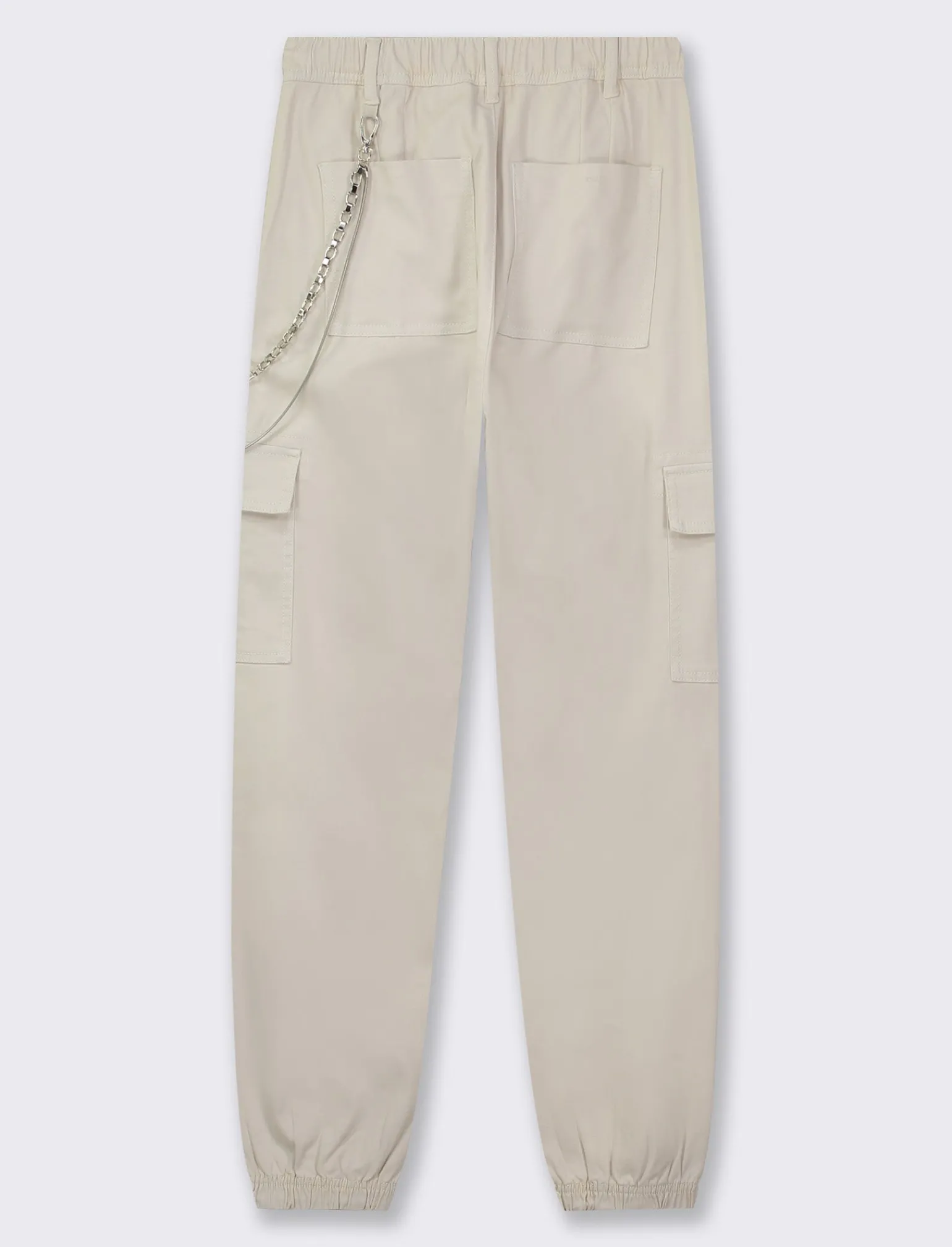 Donna Piazza Italia Donna | Pantaloni<Pantalone colorato con tasconi applicati e catena di tessuto elastico con vestibilita comfort - gesso