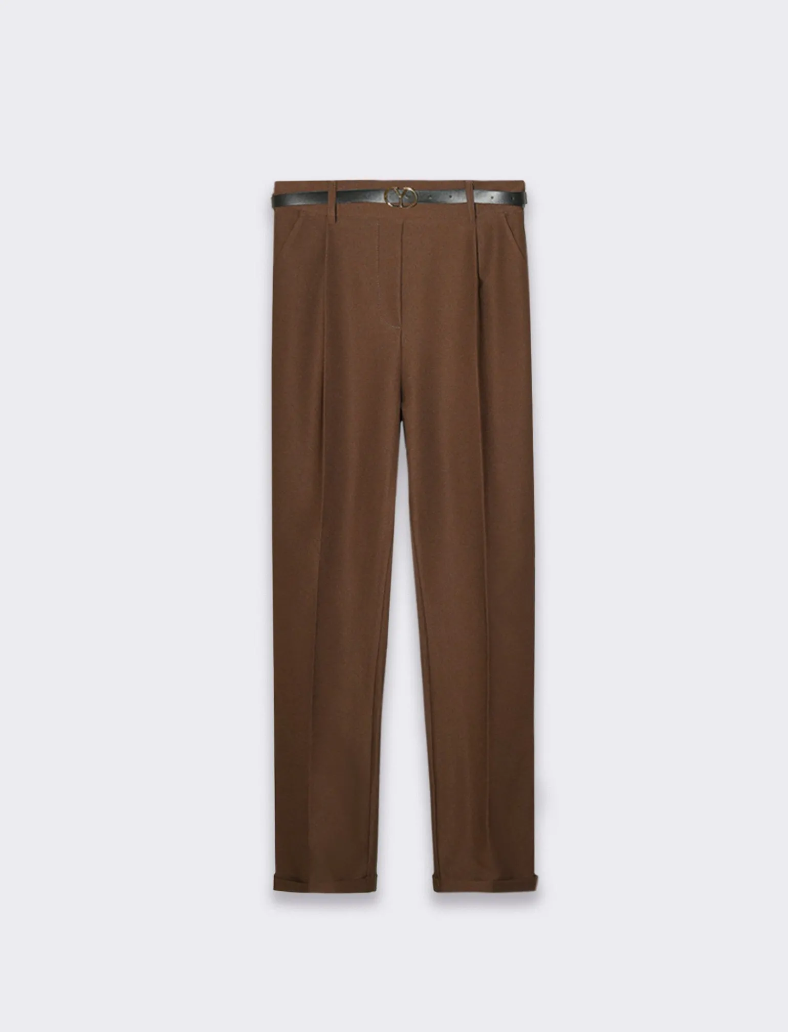 Donna Piazza Italia Donna | Pantaloni<Pantalone con cintura e tasche americane - Moro