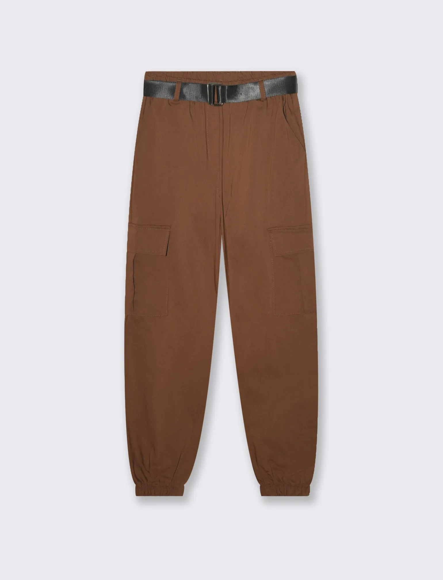 Donna Piazza Italia Donna | Pantaloni<Pantalone con cintura ed elasticon in vita modello cargo  - tabacco
