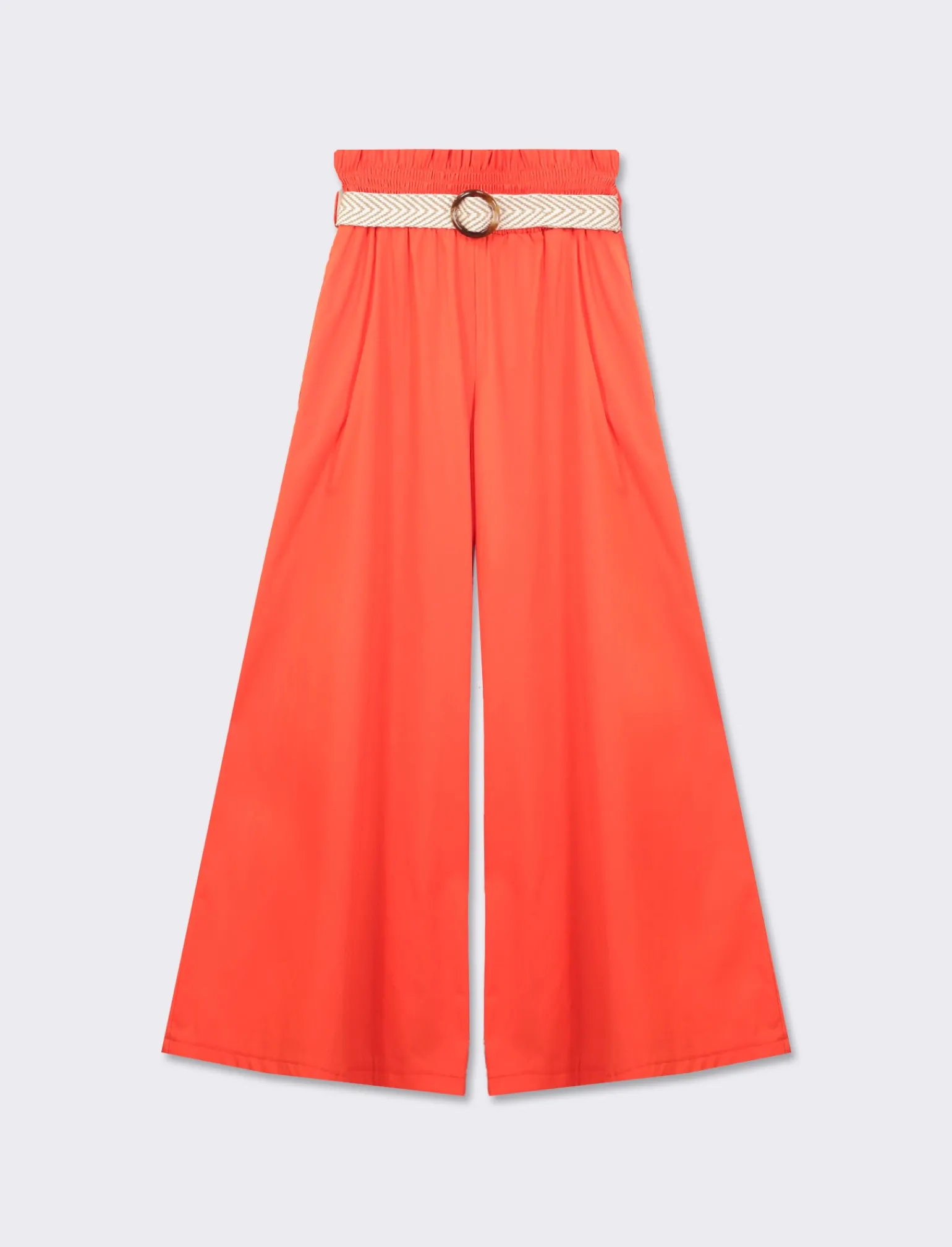 Donna Piazza Italia Donna<Pantalone cotone con elastico in vita e cinura - Arancio