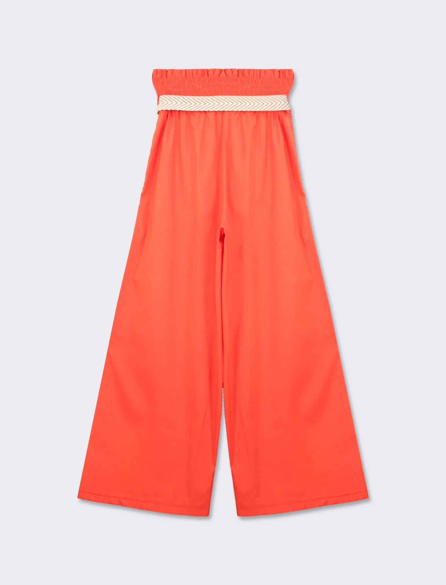 Donna Piazza Italia Donna<Pantalone cotone con elastico in vita e cinura - Arancio