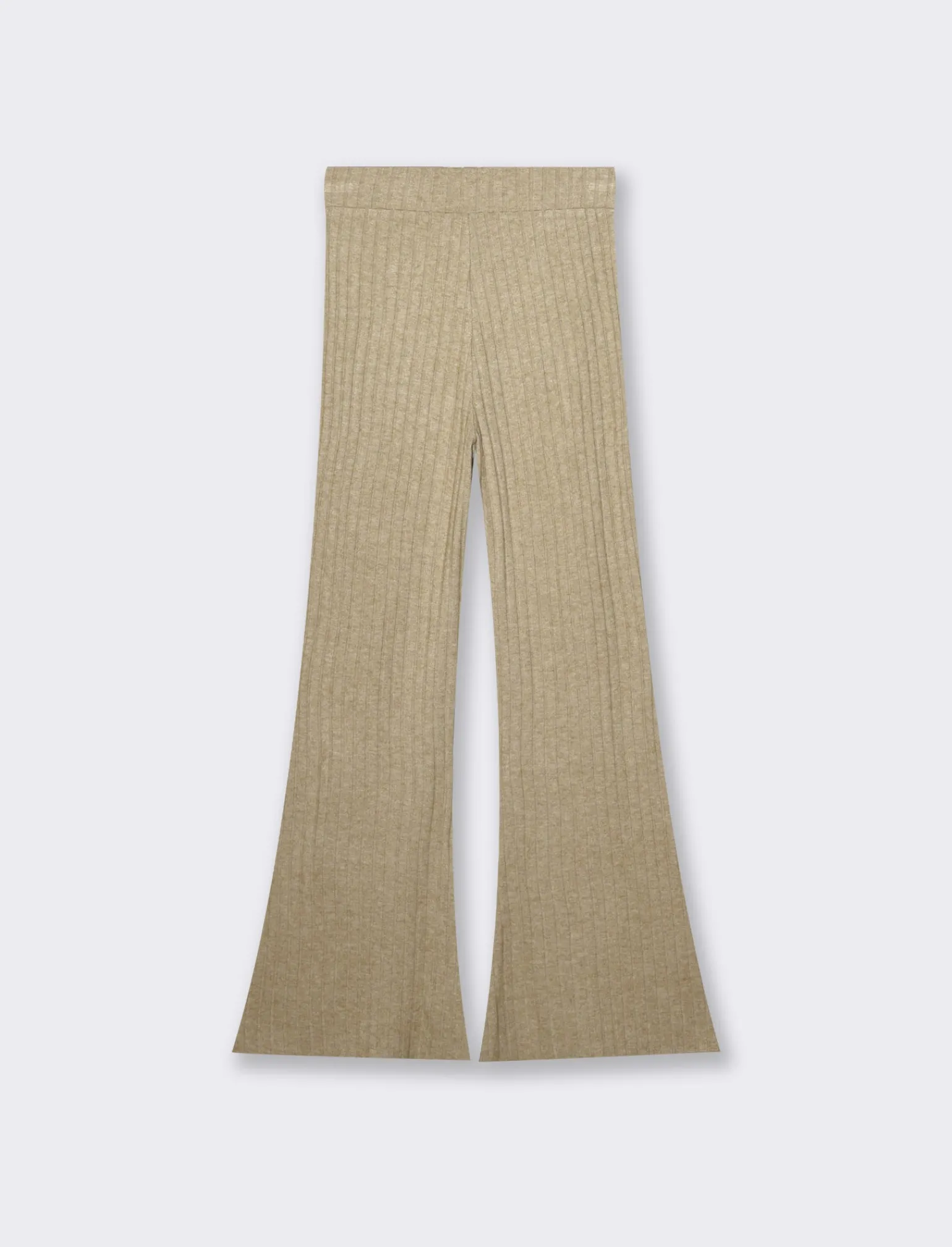 Donna Piazza Italia Pantaloni<Pantalone flare con elastico in vita e lavorazione a coste larghe - Cammello