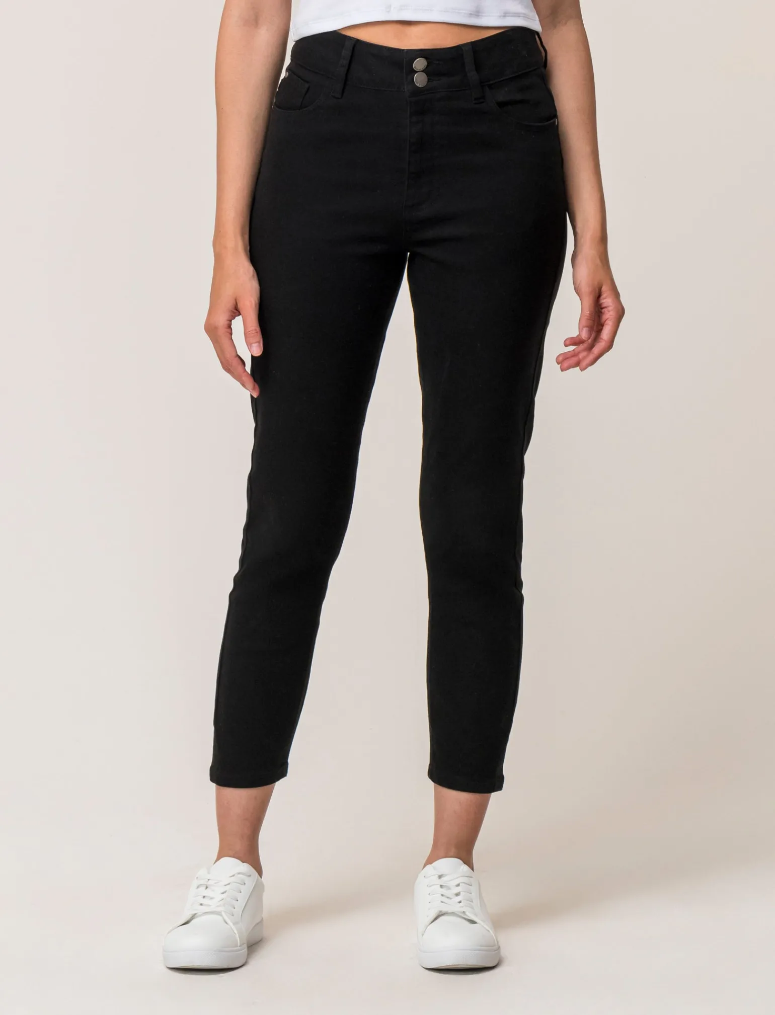 Donna Piazza Italia Jeans<Pantalone skinny colorato vita alta crop e bustino -