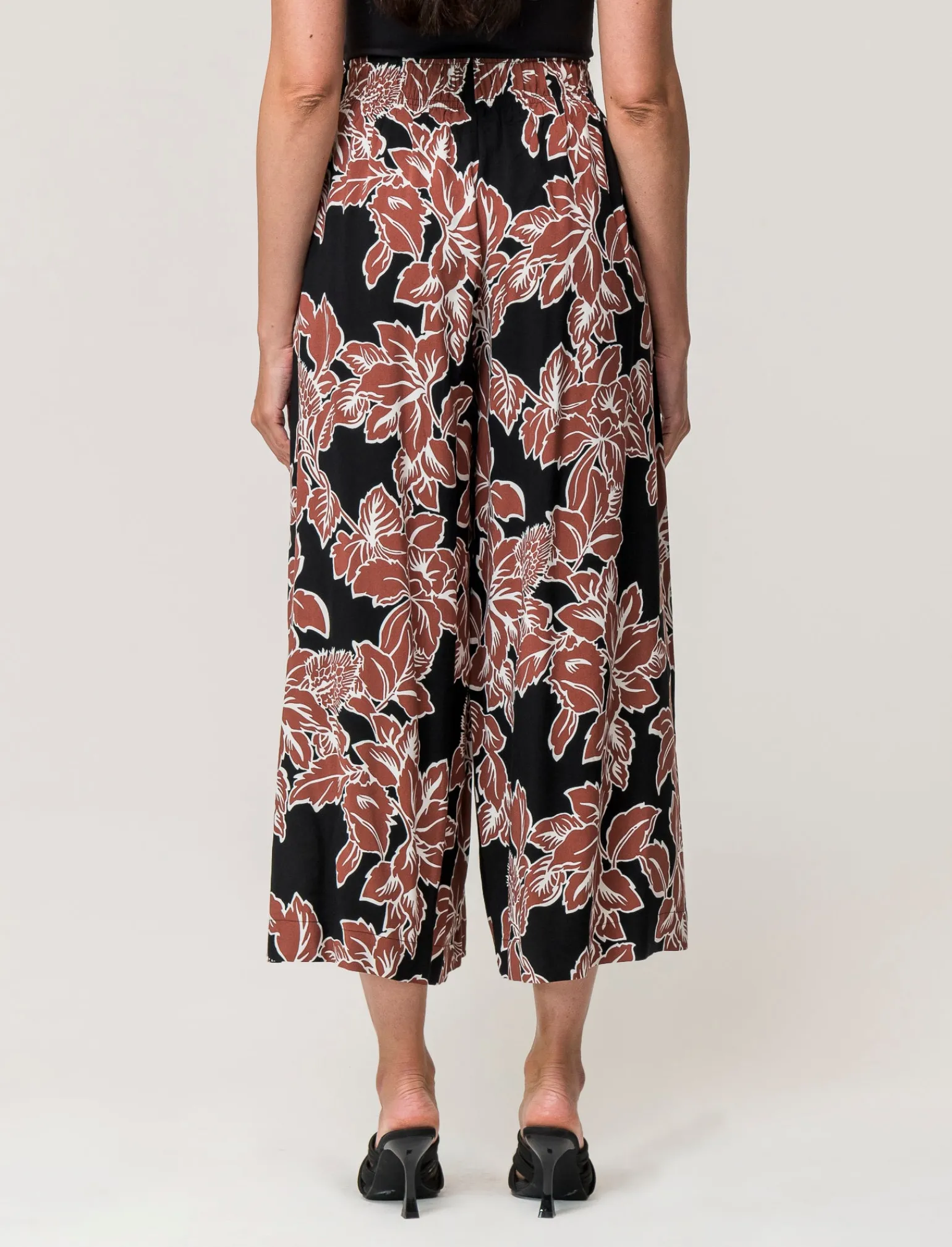 Donna Piazza Italia Pantaloni<Pantalone vestibilità culotte con elastico in vita in visocosa stampato - var 1