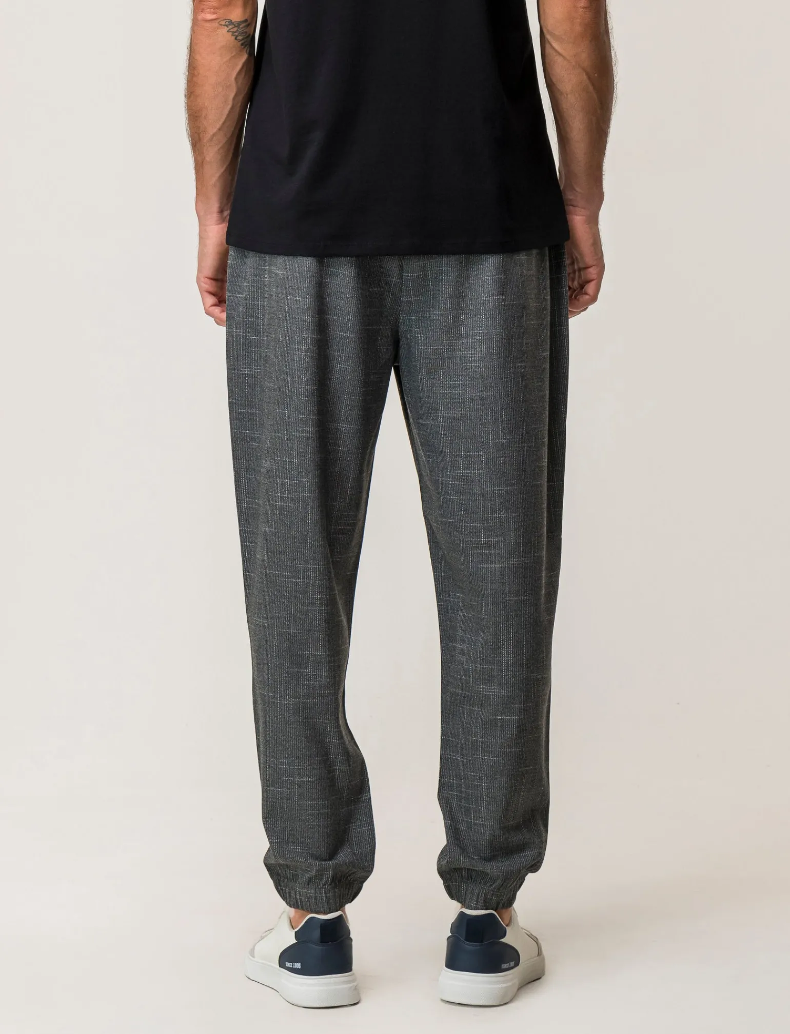 Uomo Piazza Italia Pantaloni<Pantaloni chino con vita elasticizzata regolabile con laccio e dettaglio di tasche a filetto posteri - Antracite melange