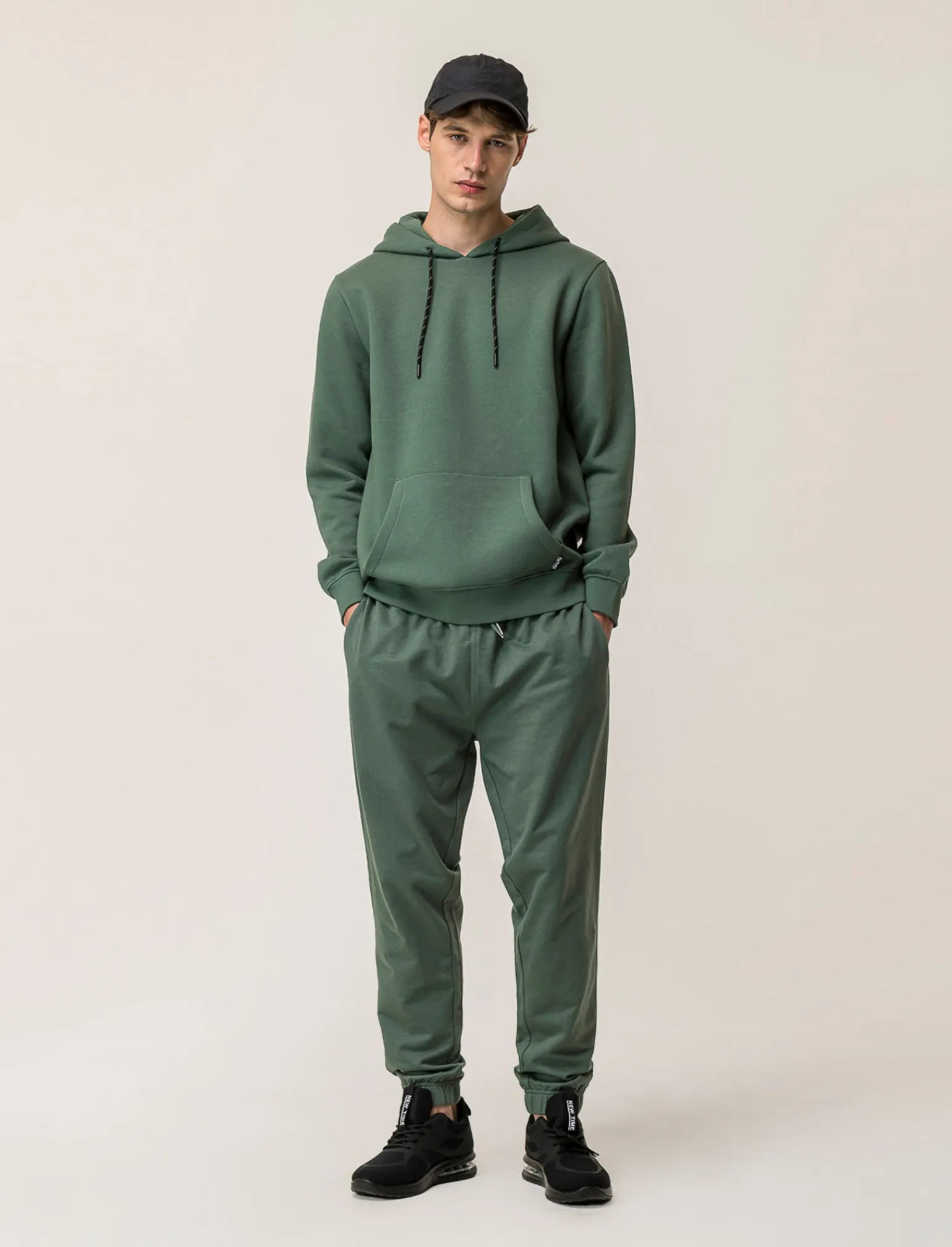 Uomo Piazza Italia Uomo | Pantaloni<Pantaloni jogger in felpa con vita elasticizzata regolabile con laccio e tasca applicata posteriore -