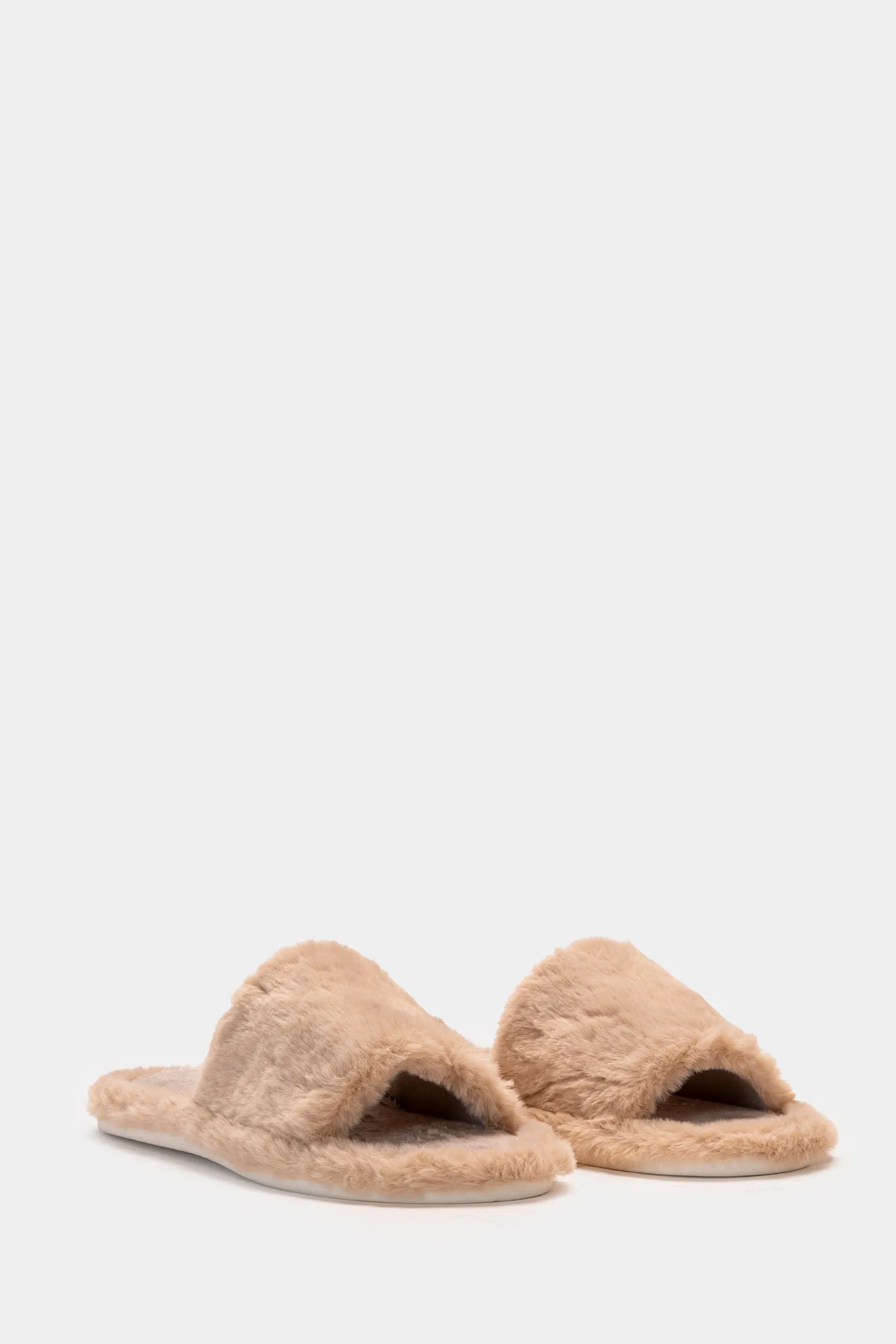 Donna Piazza Italia Pantofole<Pantofola in tessuto furry con fasce larghe -