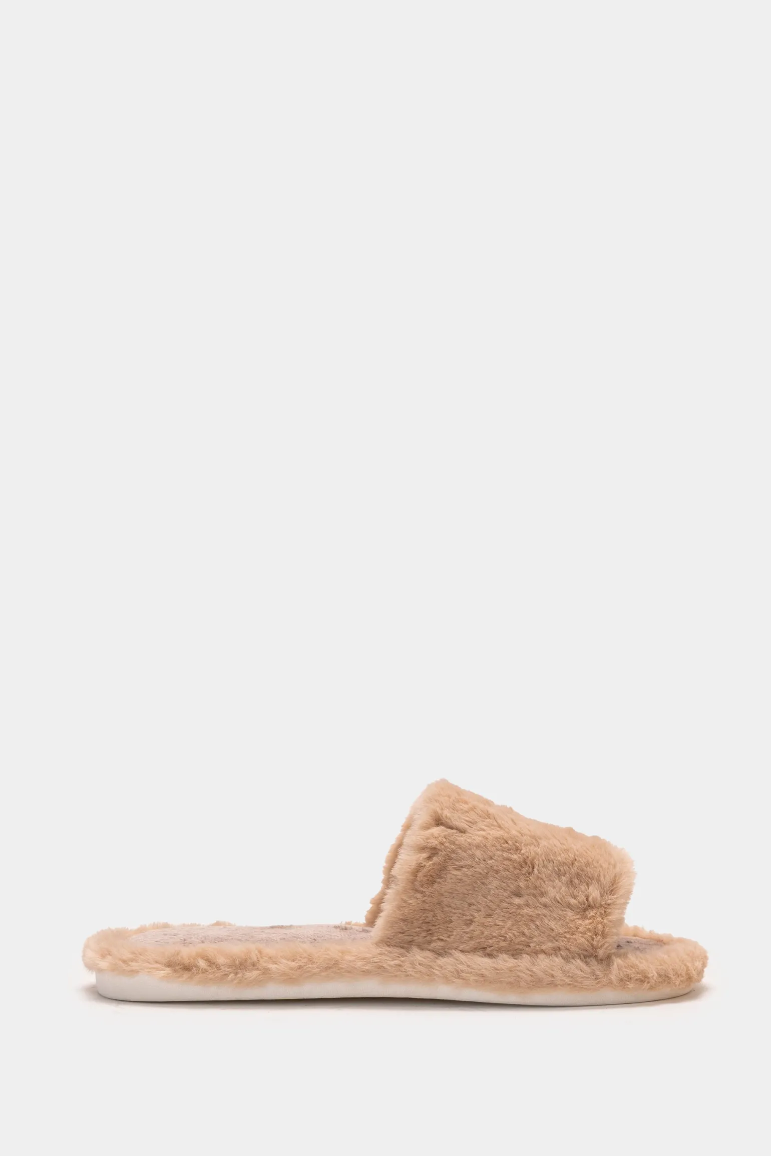 Donna Piazza Italia Pantofole<Pantofola in tessuto furry con fasce larghe -
