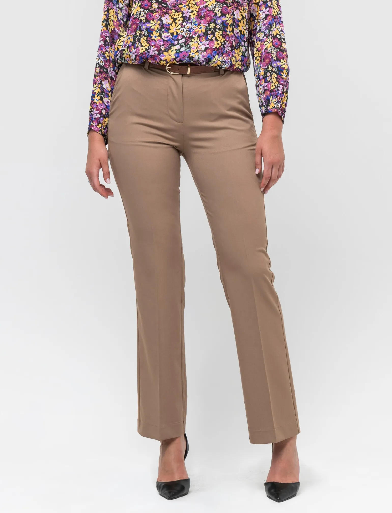 Donna Piazza Italia Donna | Pantaloni<Patalone taglio formale vestibilità straight con cointura - Cammello