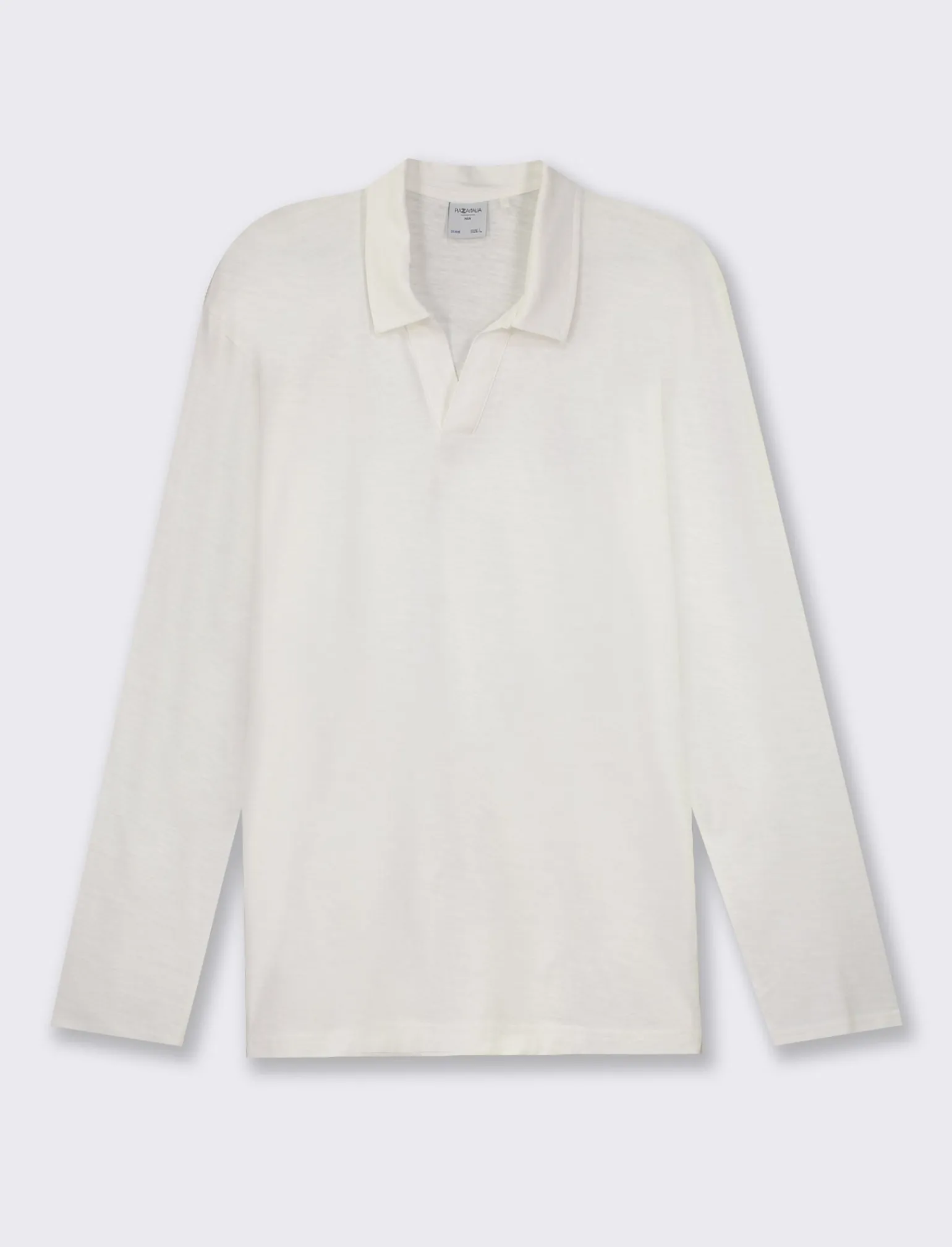 Uomo Piazza Italia Uomo | Polo E T-Shirt<Polo derby con colletto classico a rever in puro cotone slub a maniche lunghe -
