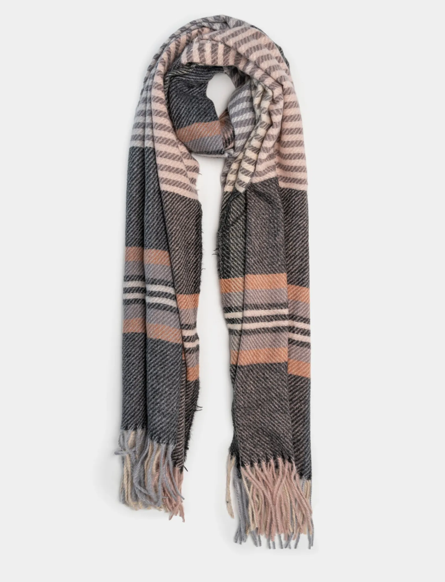 Donna Piazza Italia Foulard E Sciarpe<Sciarpa da donna a quadri con frange -