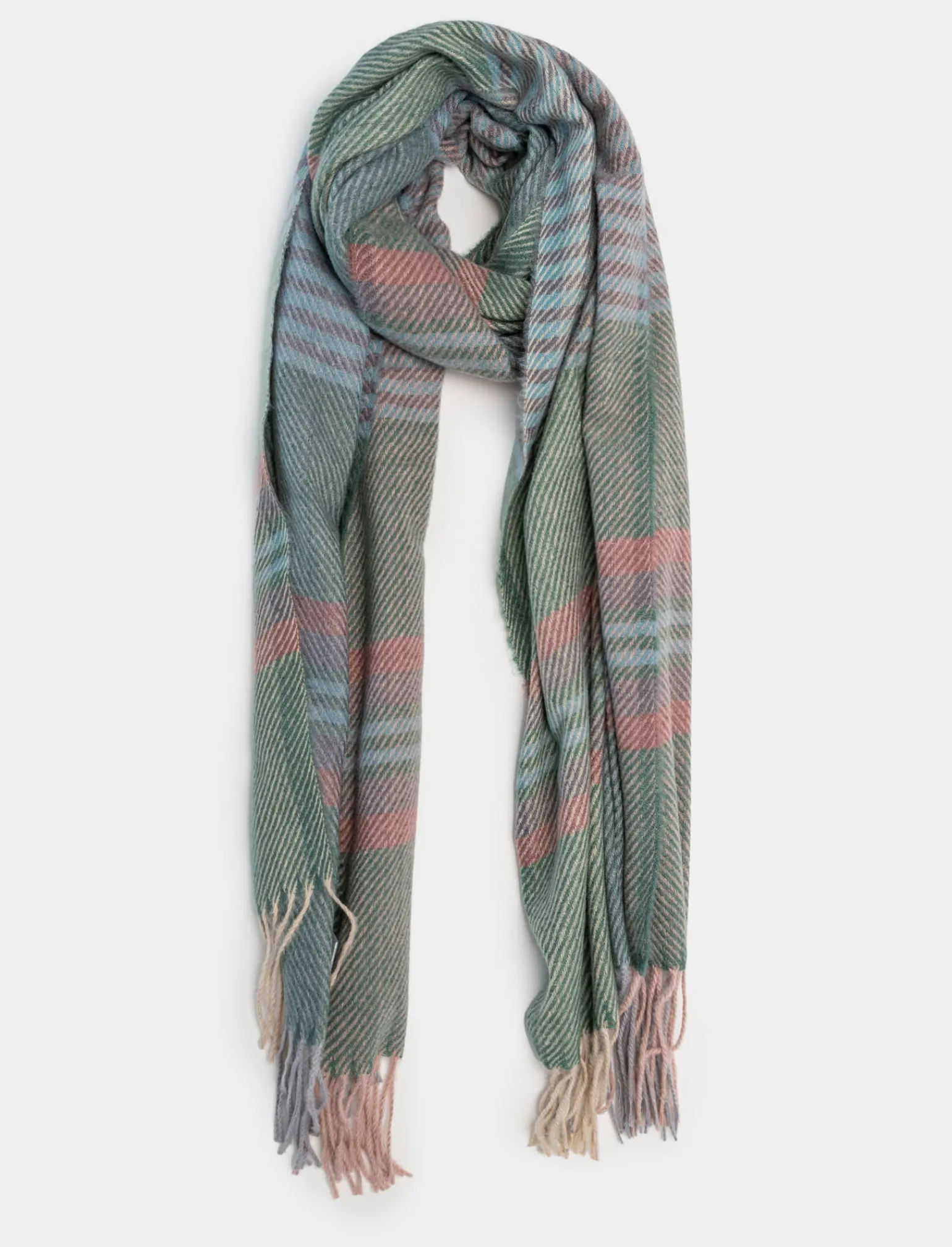Donna Piazza Italia Foulard E Sciarpe<Sciarpa da donna a quadri con frange -