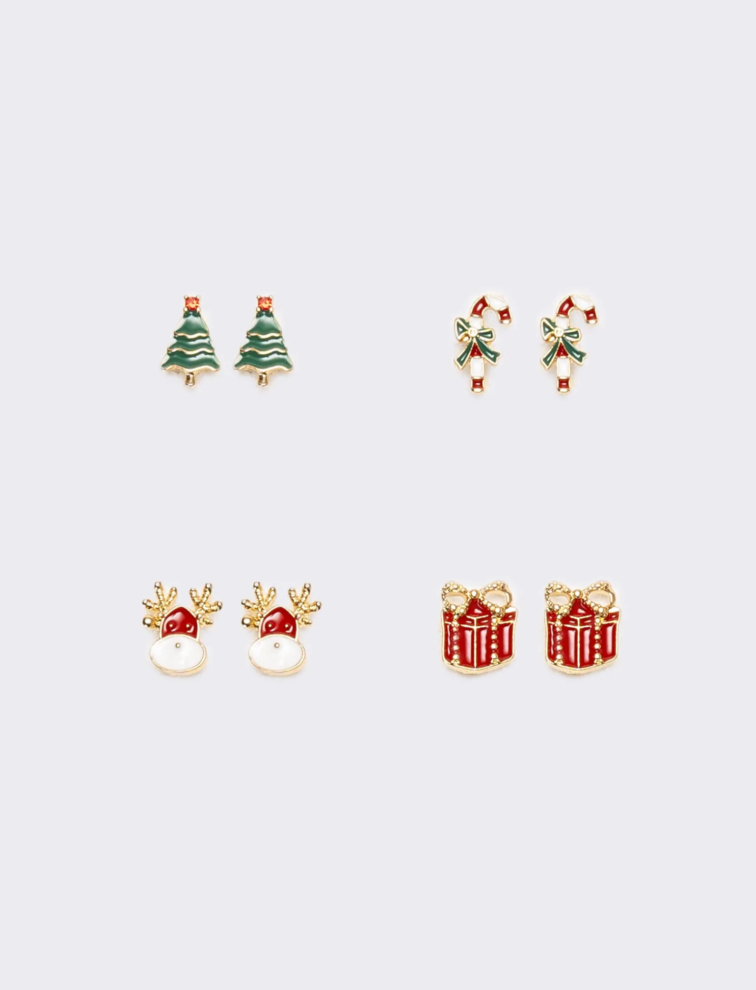Donna Piazza Italia Bigiotteria<Set orecchini da donna natalizi multicard 4 paia - Oro