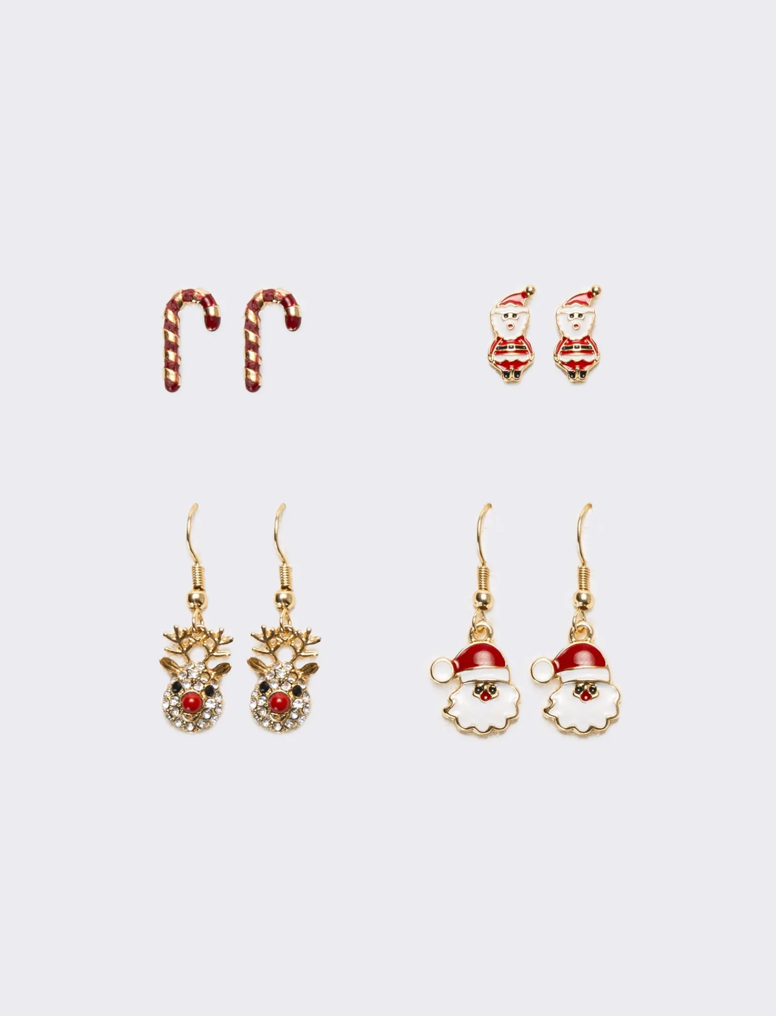 Donna Piazza Italia Bigiotteria<Set orecchini da donna natalizi multicard 4 paia - Oro