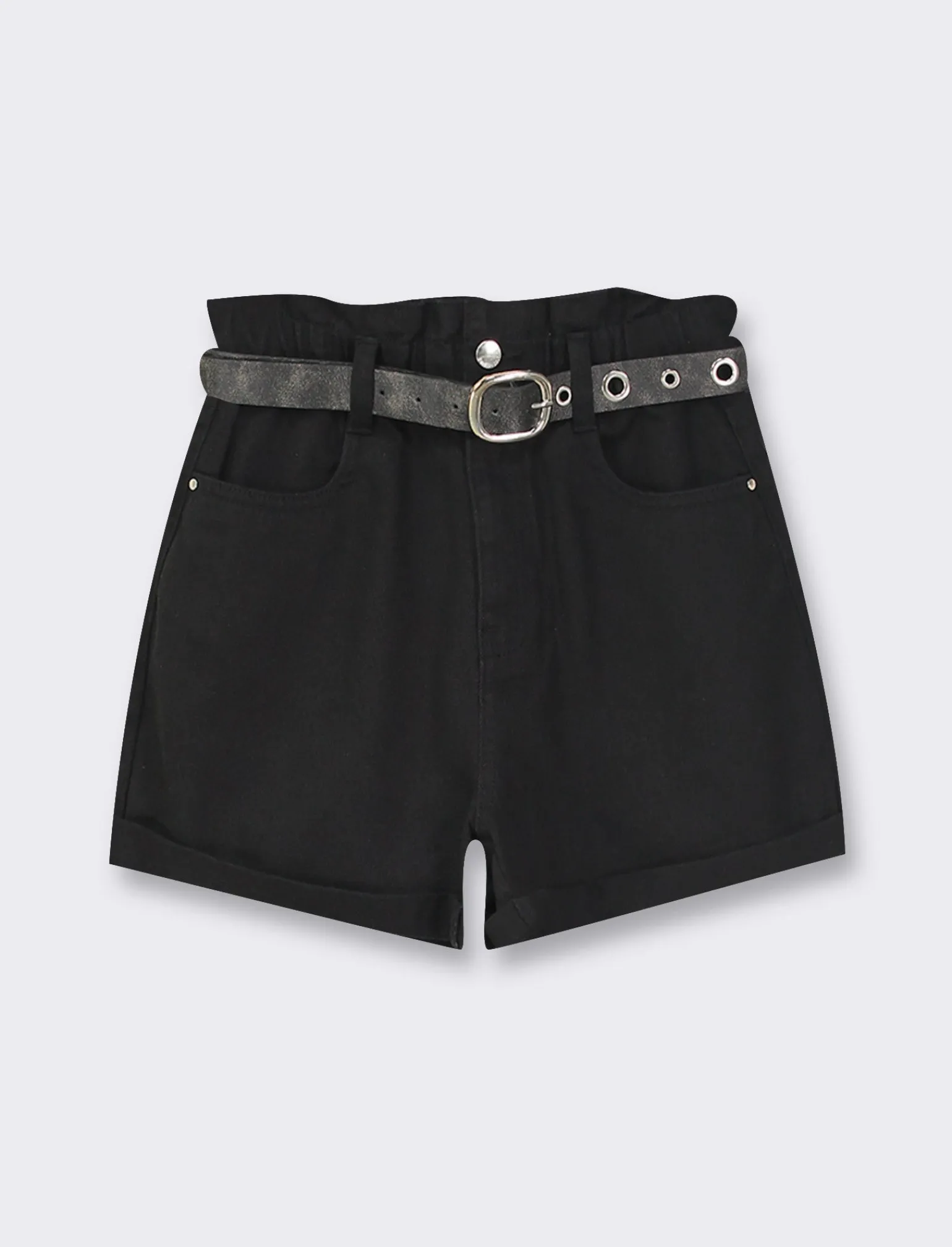Donna Piazza Italia Shorts<Short in tessuto vestibilità paper bag con cintura e orlo riscoltato -