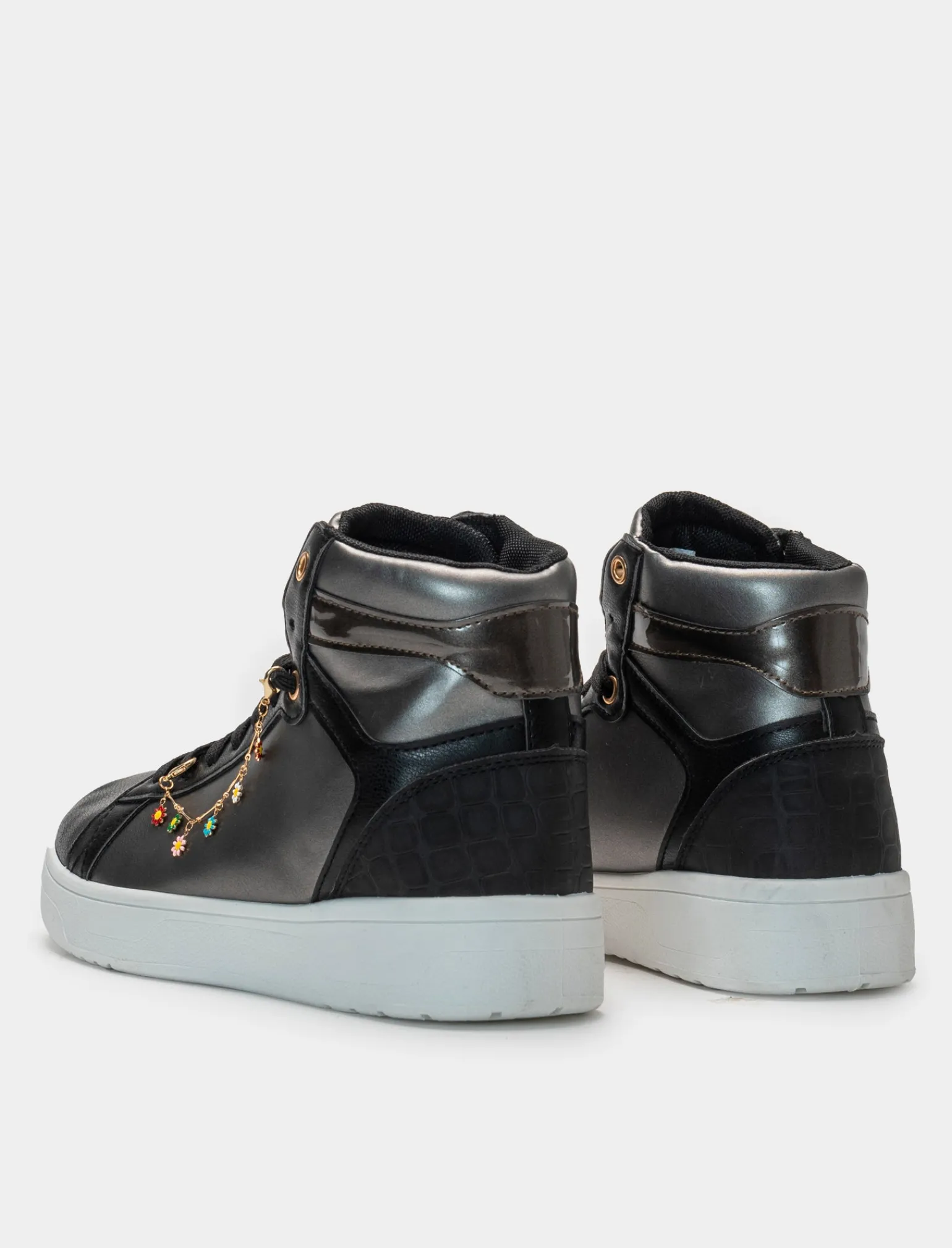 Donna Piazza Italia Donna | Sneakers<Sneakers a collo alto bicolor con finiture dorate -