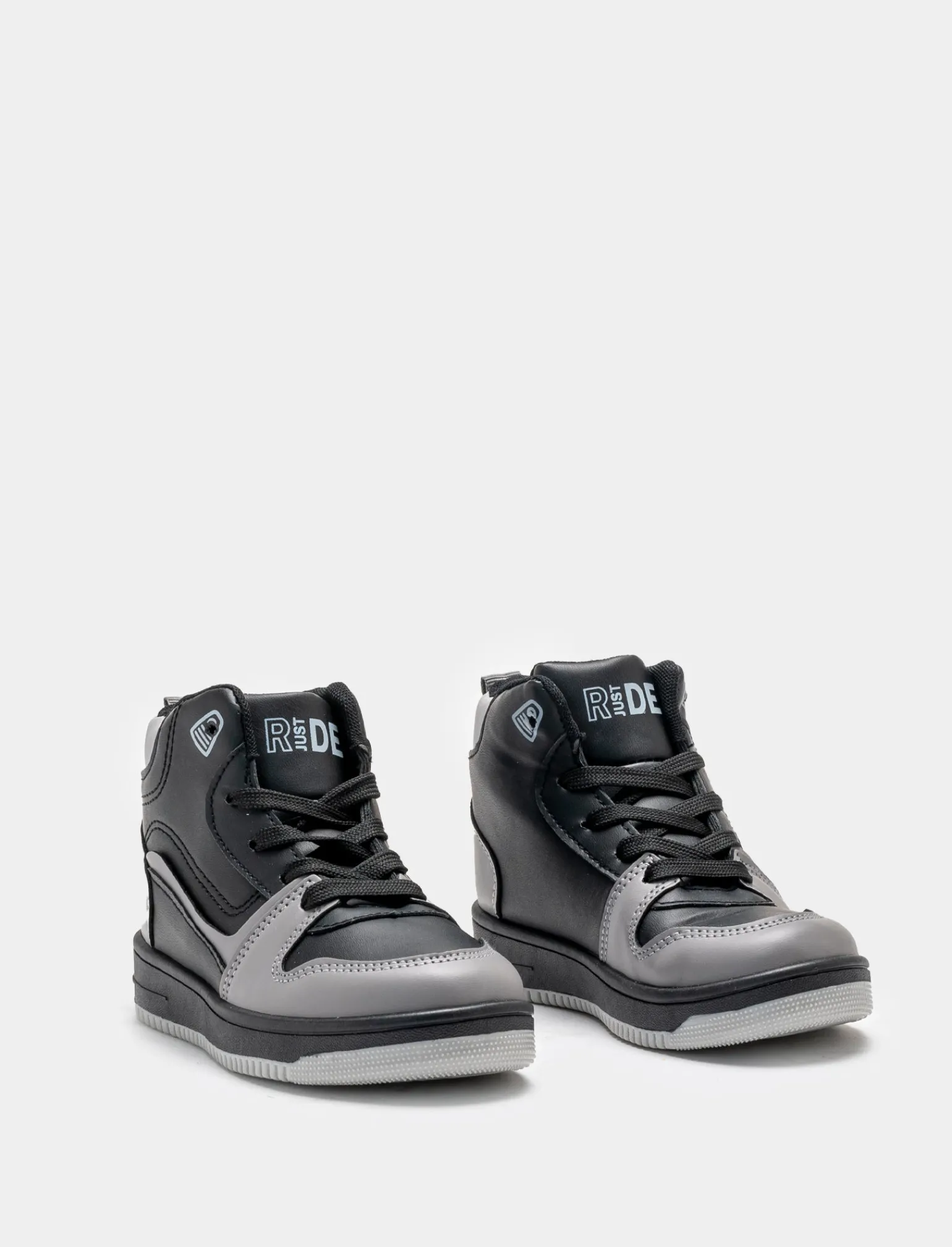 Bambino Piazza Italia Bambino | Sneakers<Sneakers a collo alto in poliuretano e riporti grigi -