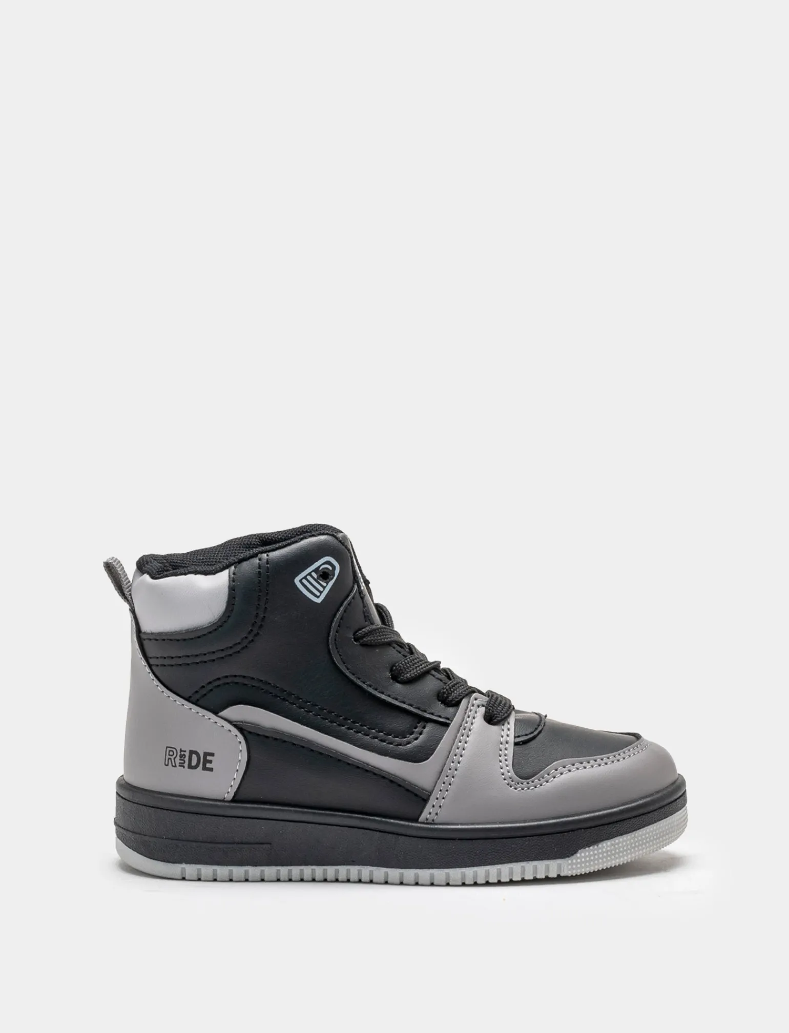 Bambino Piazza Italia Bambino | Sneakers<Sneakers a collo alto in poliuretano e riporti grigi -