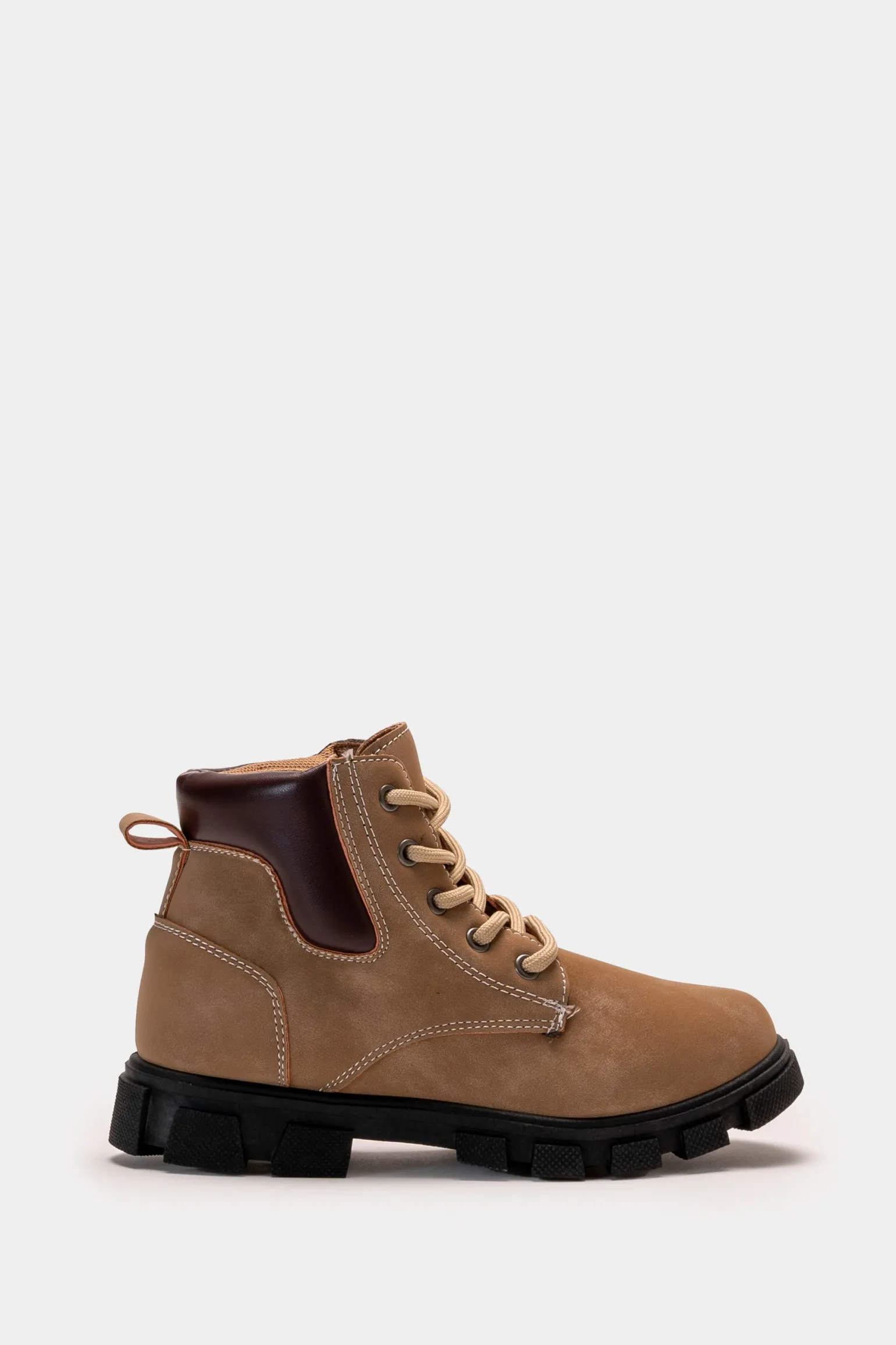 Bambino Piazza Italia Bambino | Sneakers<Stivaletto con lacci, zip sul lato interno e fondo roccia - tortora