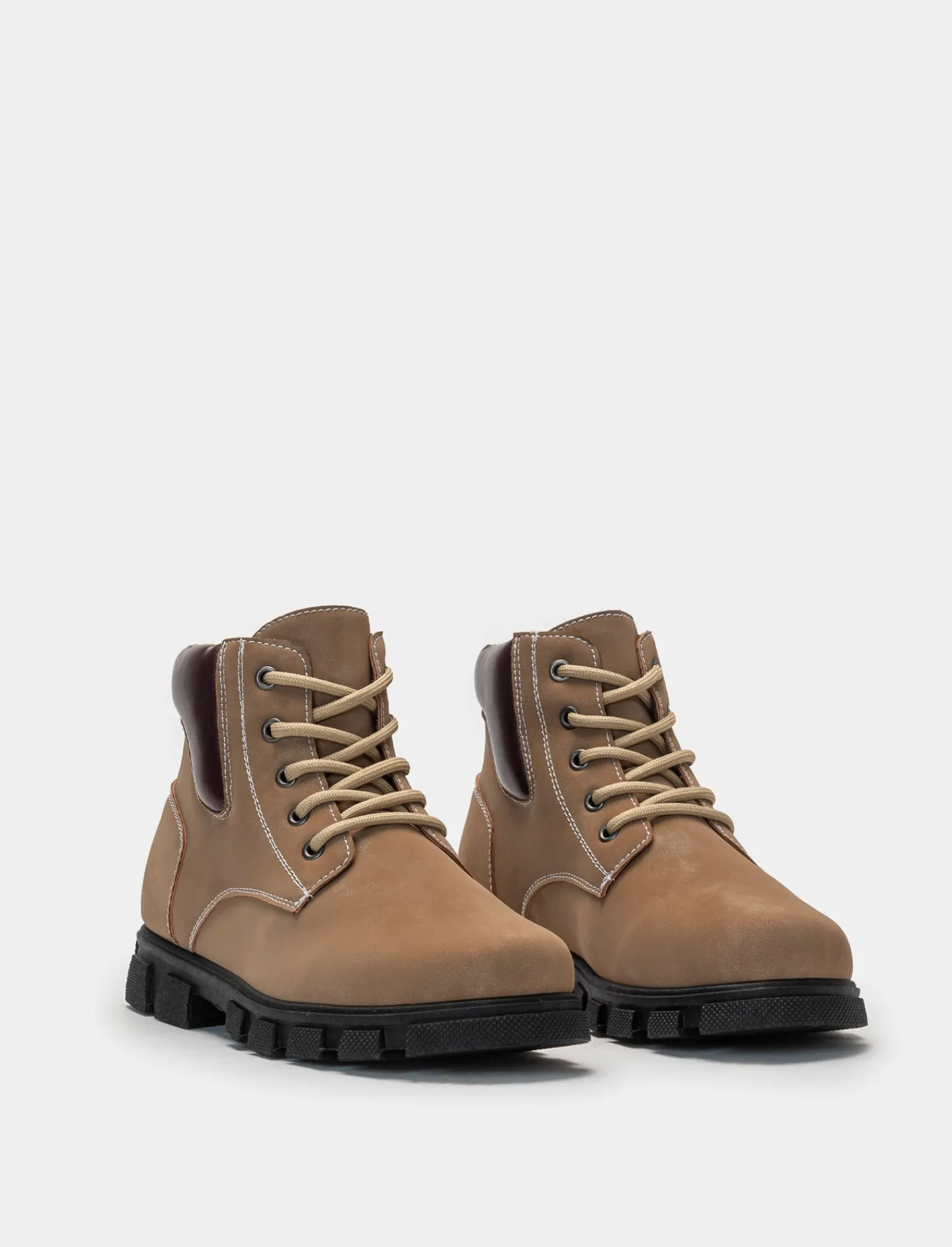 Bambino Piazza Italia Bambino | Sneakers<Stivaletto con lacci, zip sul lato interno e fondo roccia - tortora
