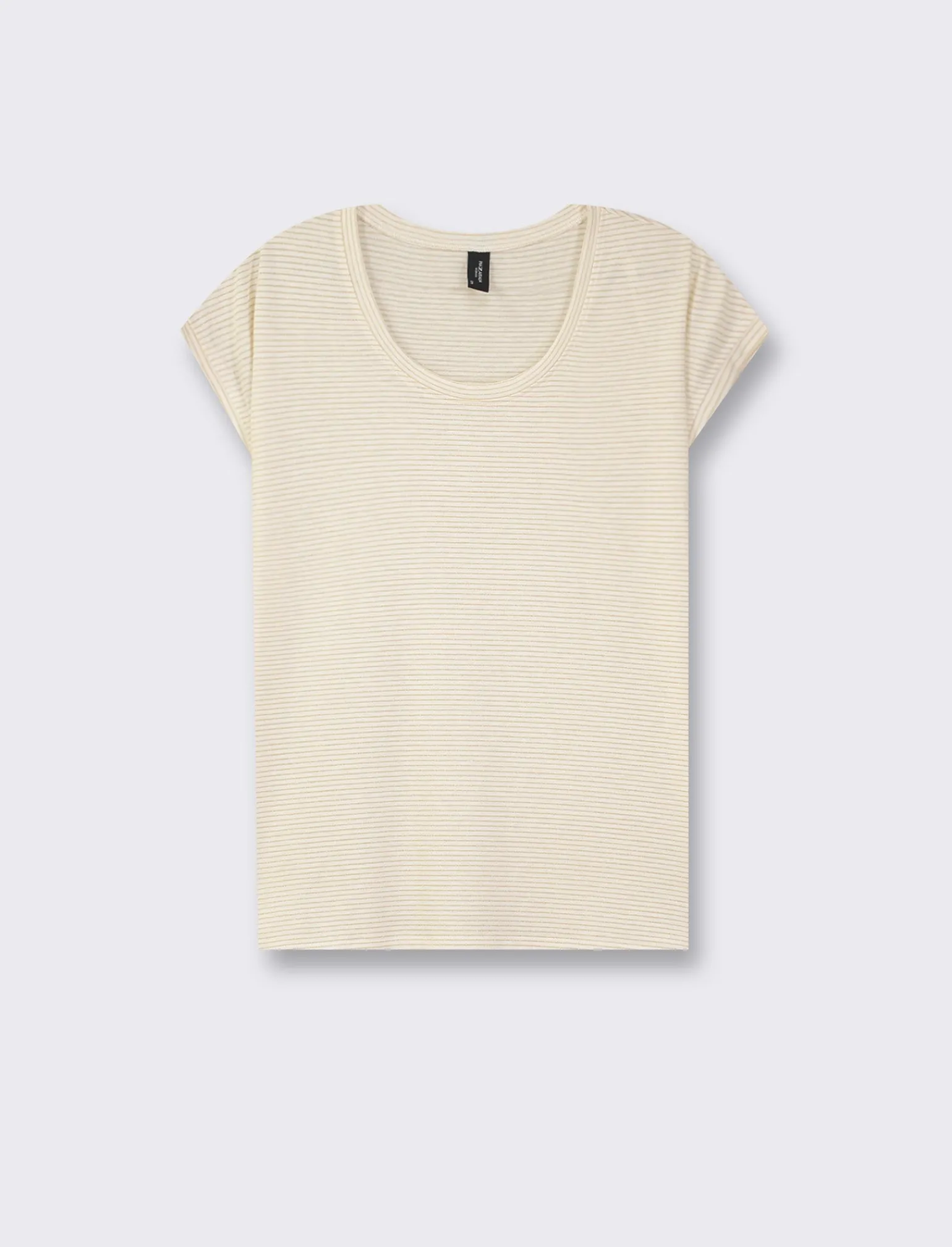 Donna Piazza Italia T-Shirt E Top<T shirt modello a T girocollo con tessuto ottoman e filato effetto metallizato - latte
