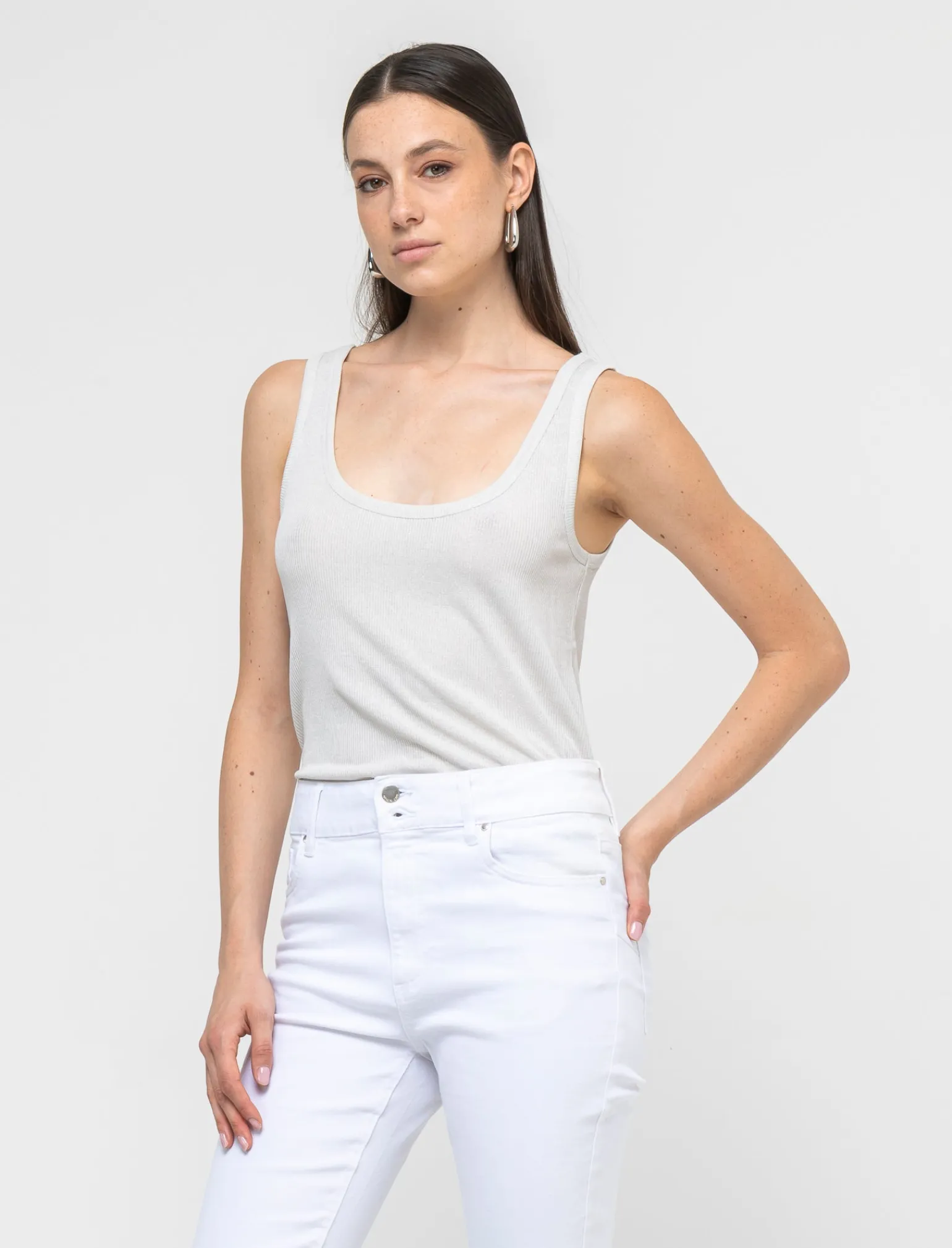 Donna Piazza Italia T-Shirt E Top<Top elastico con isnerti filo effetto metallizzato - Avorio
