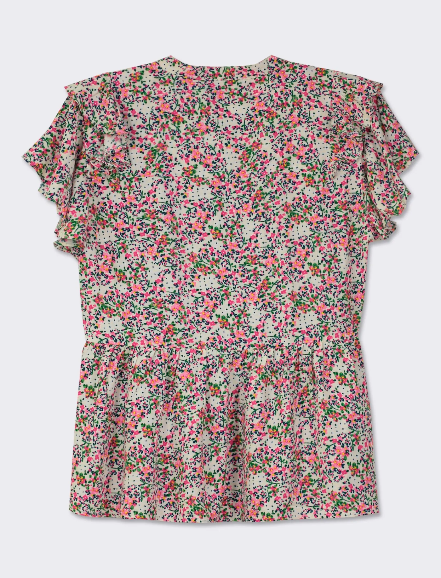 Donna Piazza Italia T-Shirt E Top<Top stampato con manica volant a apertura frontale con bottoni - var 1