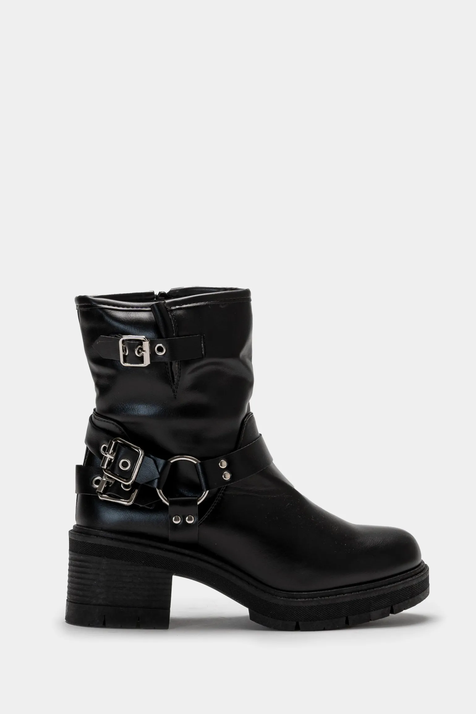 Donna Piazza Italia Donna | Tronchetti<Tronchetto stile biker con fibbia e dettagli metallici. -