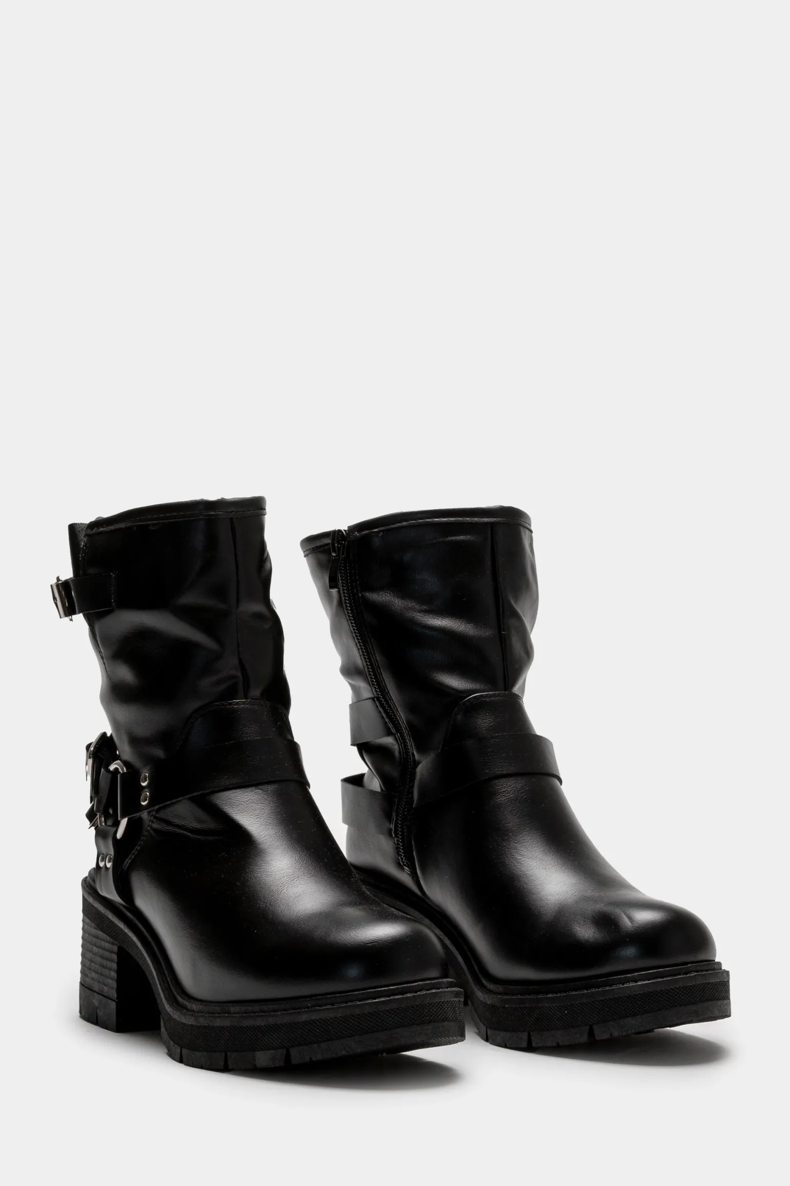 Donna Piazza Italia Donna | Tronchetti<Tronchetto stile biker con fibbia e dettagli metallici. -