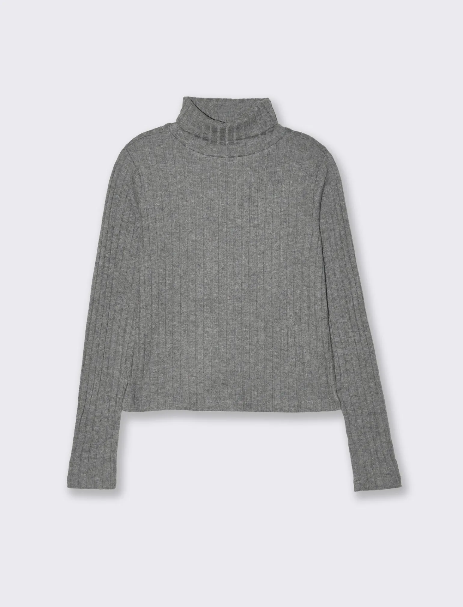 Donna Piazza Italia Maglieria<T-shirt a collo alto e manica lunga e tessuto lavorato a coste - melange