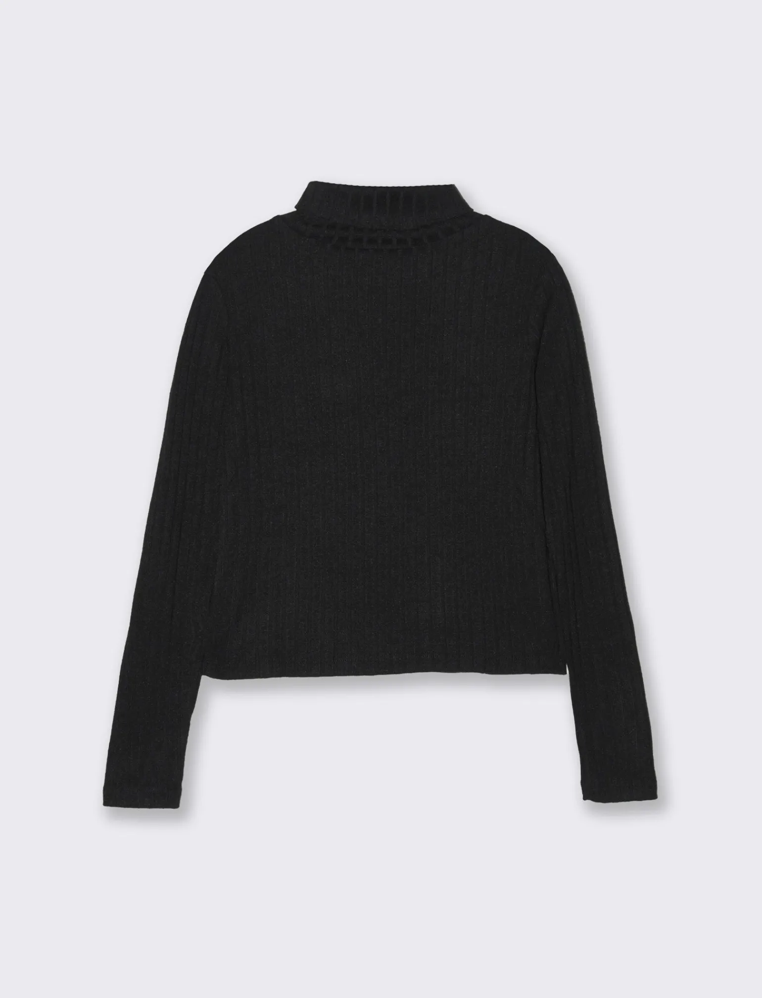 Donna Piazza Italia Maglieria<T-shirt a collo alto e manica lunga e tessuto lavorato a coste -