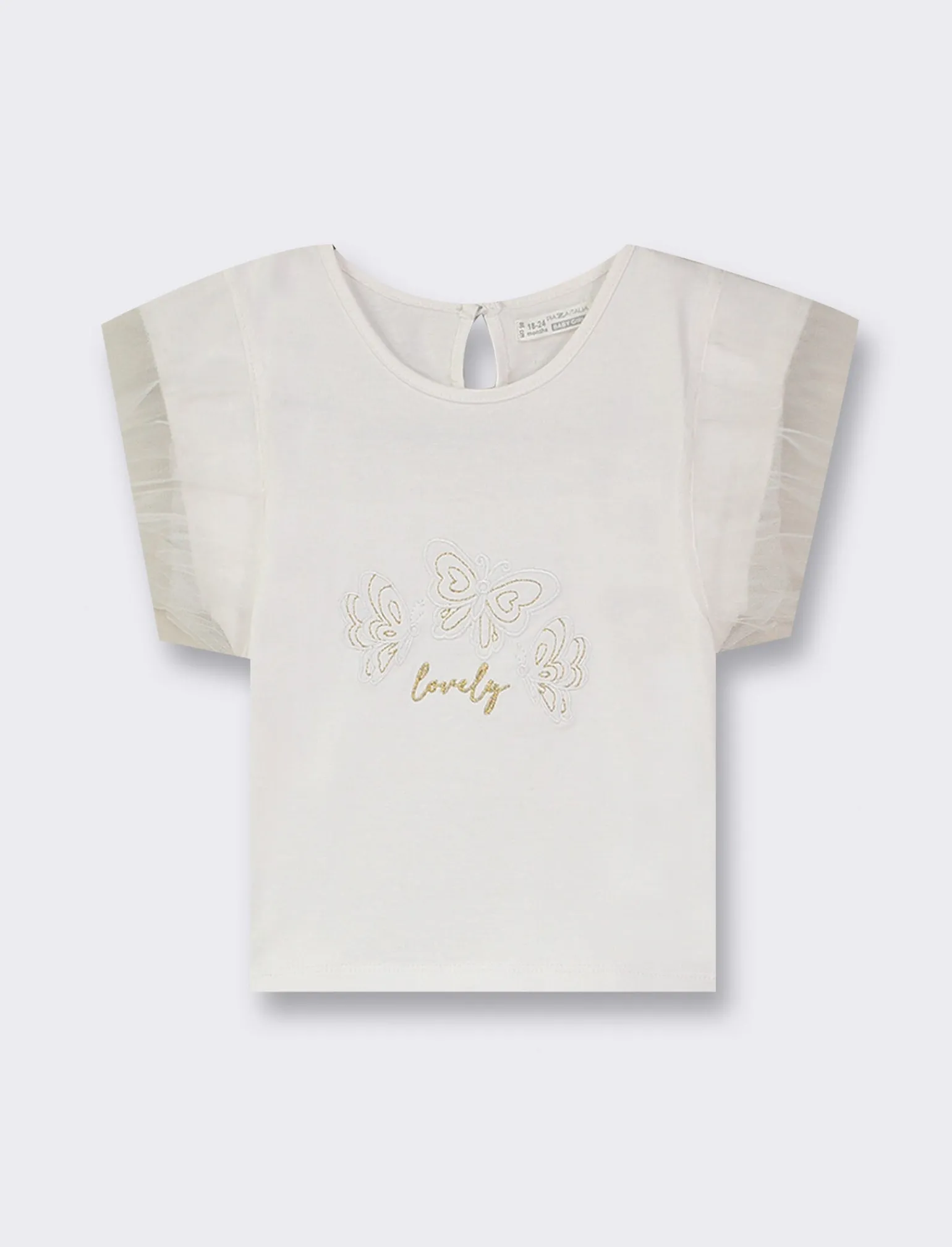 Piazza Italia Neonata<T-shirt con inserti in tulle e ricamo -