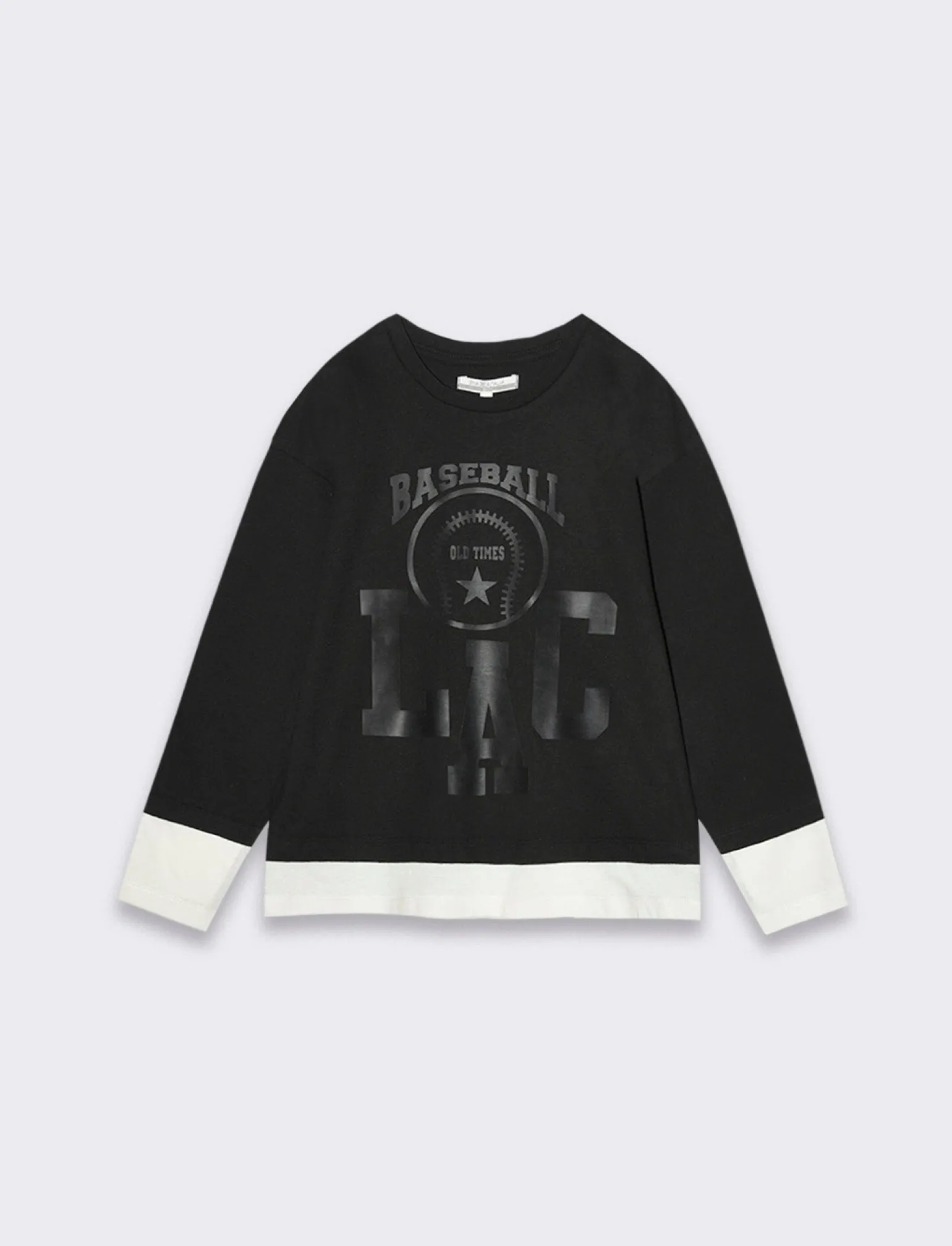 Bambino Piazza Italia Bambino | Maglieria<T-shirt girocollo da bambino in caldo cotone con contrasto effetto finta -