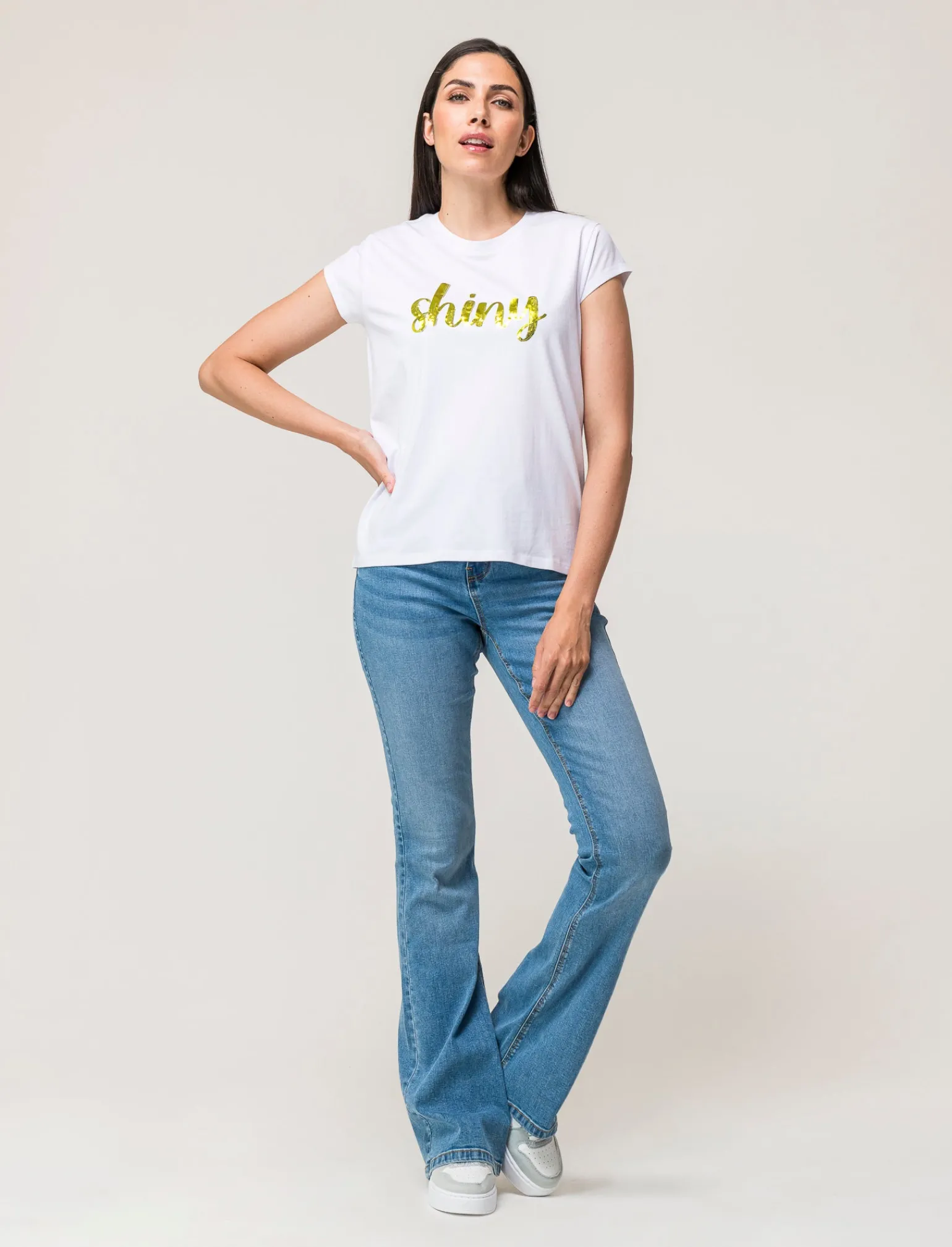 Donna Piazza Italia Donna | T-Shirt E Top<T-shirt girocollo in cotone con stampa e applicazione cordoncino, vestibilità regular - var 3