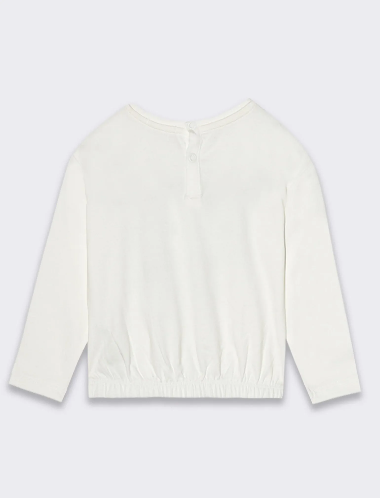 Piazza Italia Neonata<T-shirt girocollo manica lunga, con stampa frontale fiocco ed arricciatura al fondo - Bianco panna