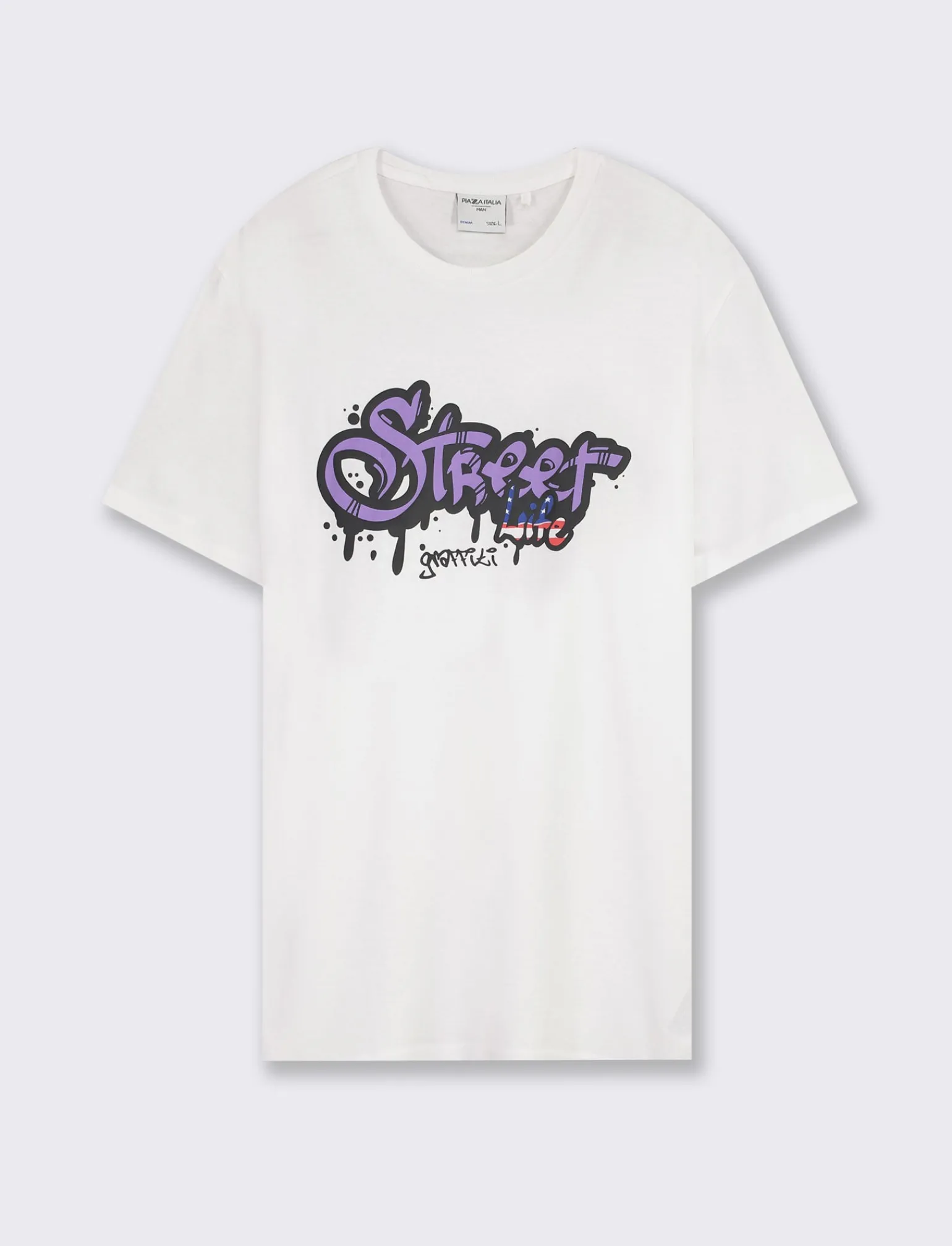 Uomo Piazza Italia Uomo | Polo E T-Shirt<T-shirt girocollo maniche corte regular fit con stampa graffiti USA Inspiration -