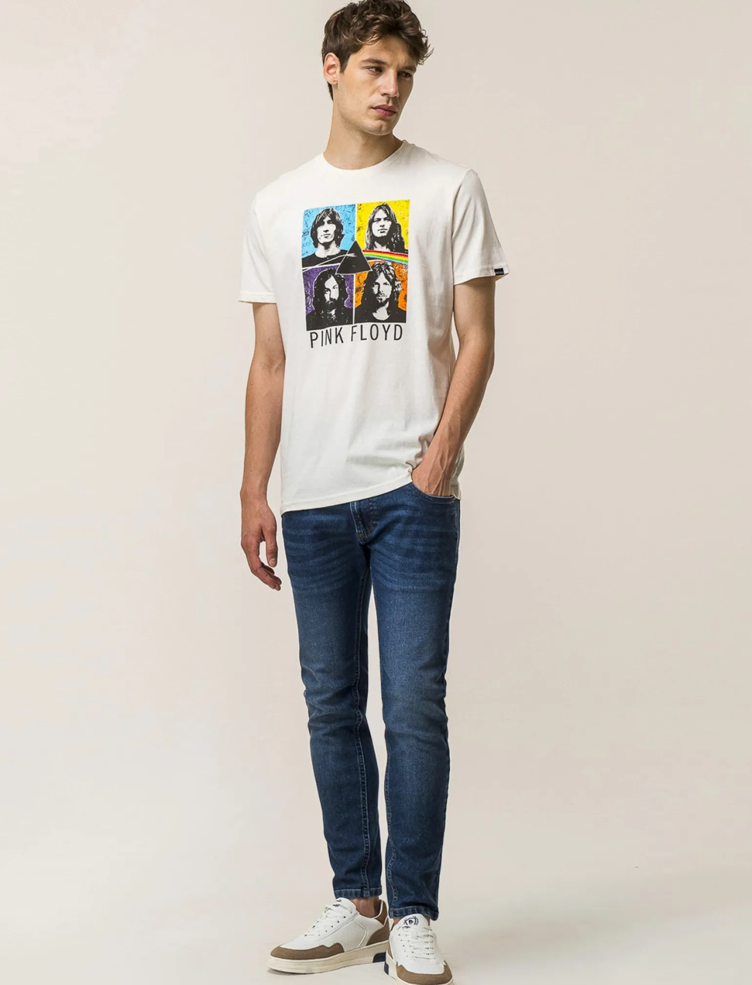 Uomo Piazza Italia Uomo | Polo E T-Shirt<T-shirt girocollo maniche corte regular fit con stampa PINKFLOYD License - sporco