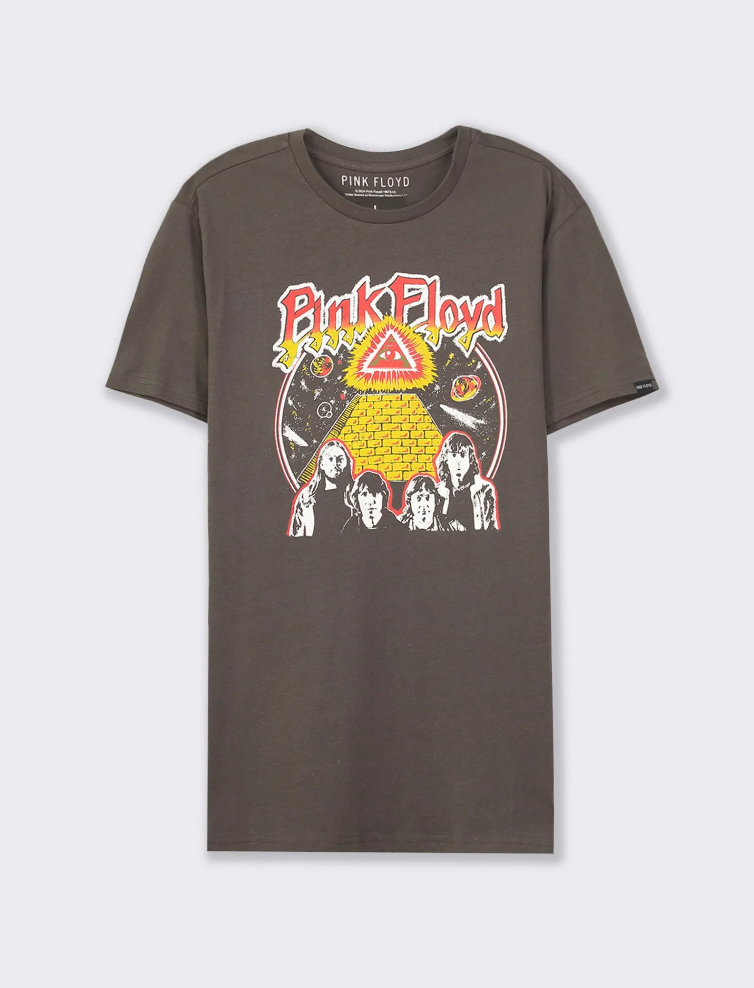 Uomo Piazza Italia Uomo | Polo E T-Shirt<T-shirt girocollo maniche corte regular fit con stampa PINKFLOYD License - asfalto